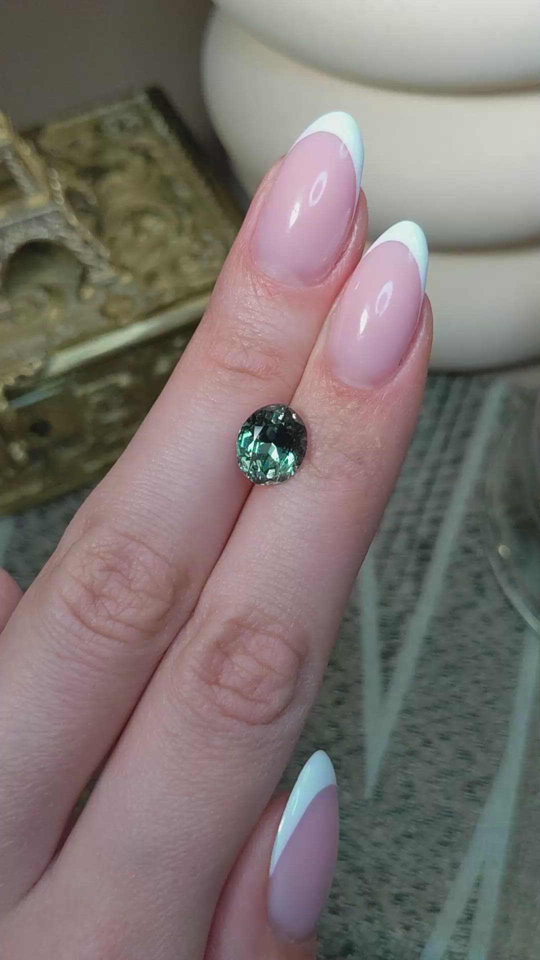 3.94 Ct. Green Sapphire from Montana Size Video