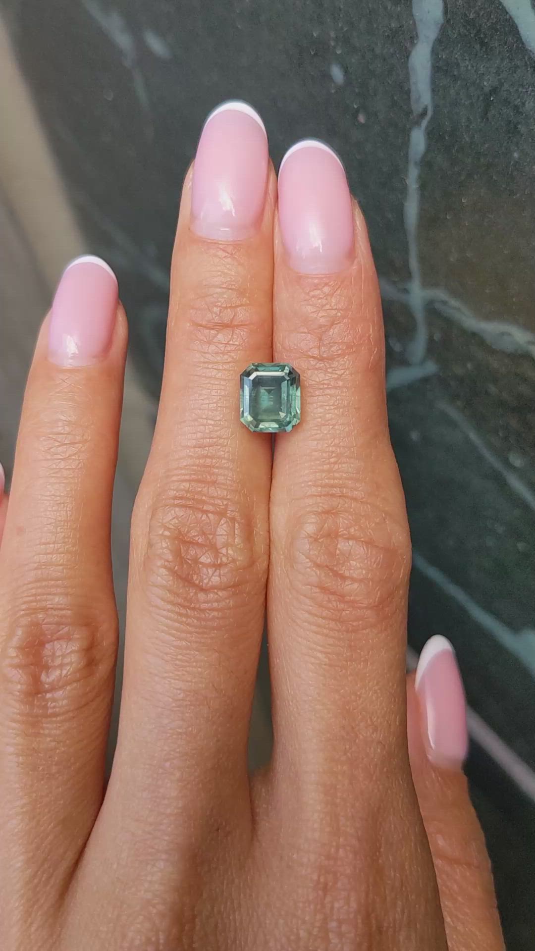 4.21 Ct. Bluish Green Sapphire from Montana Size Video