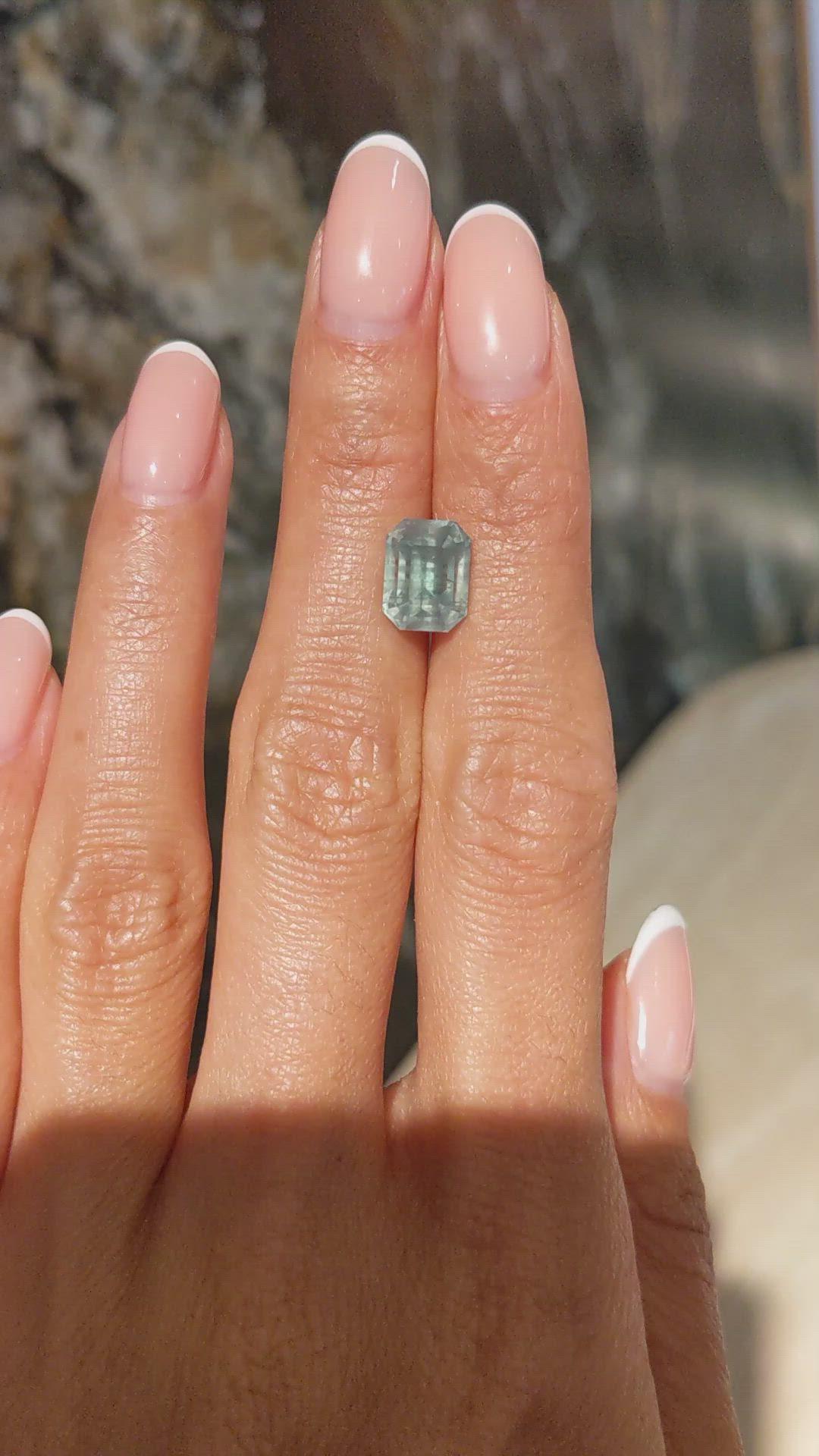 4.58 Ct. Bluish Green Sapphire from Montana Size Video