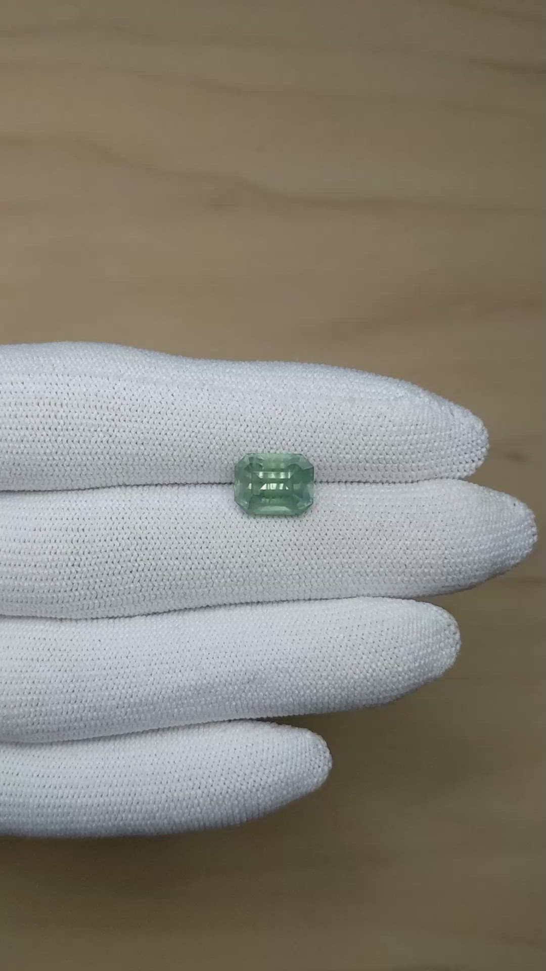 4.58 Ct. Bluish Green Sapphire from Montana Size Video