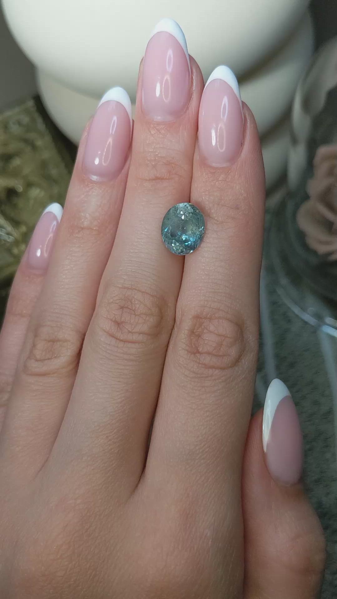 4.88 Ct. Greenish Blue Sapphire from Montana Size Video