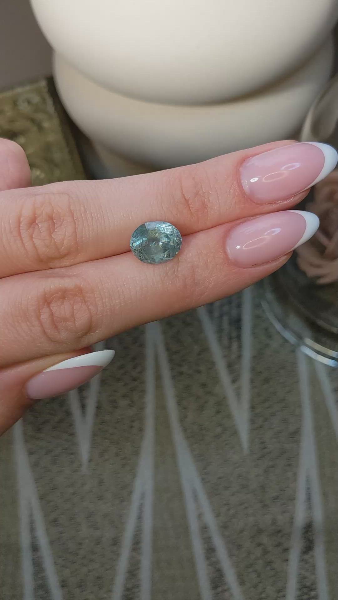 4.88 Ct. Greenish Blue Sapphire from Montana Size Video