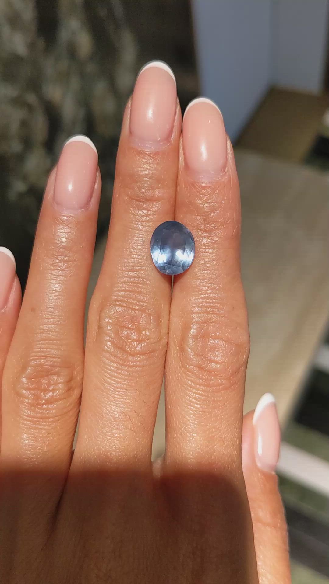 5.51 Ct. Greenish Blue Sapphire from Montana Size Video