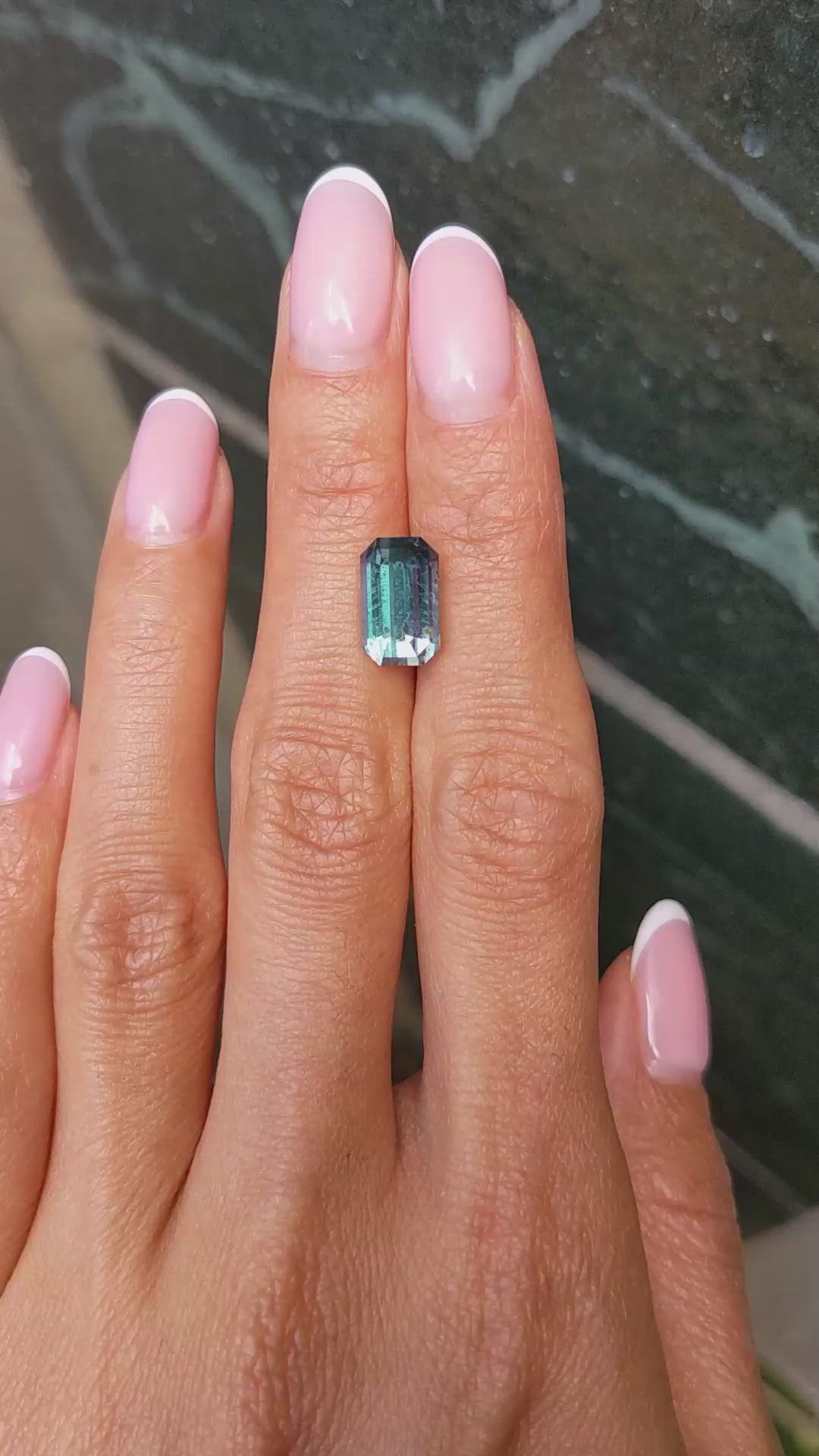 5.93 Ct. Greenish Blue Sapphire from Montana Size Video