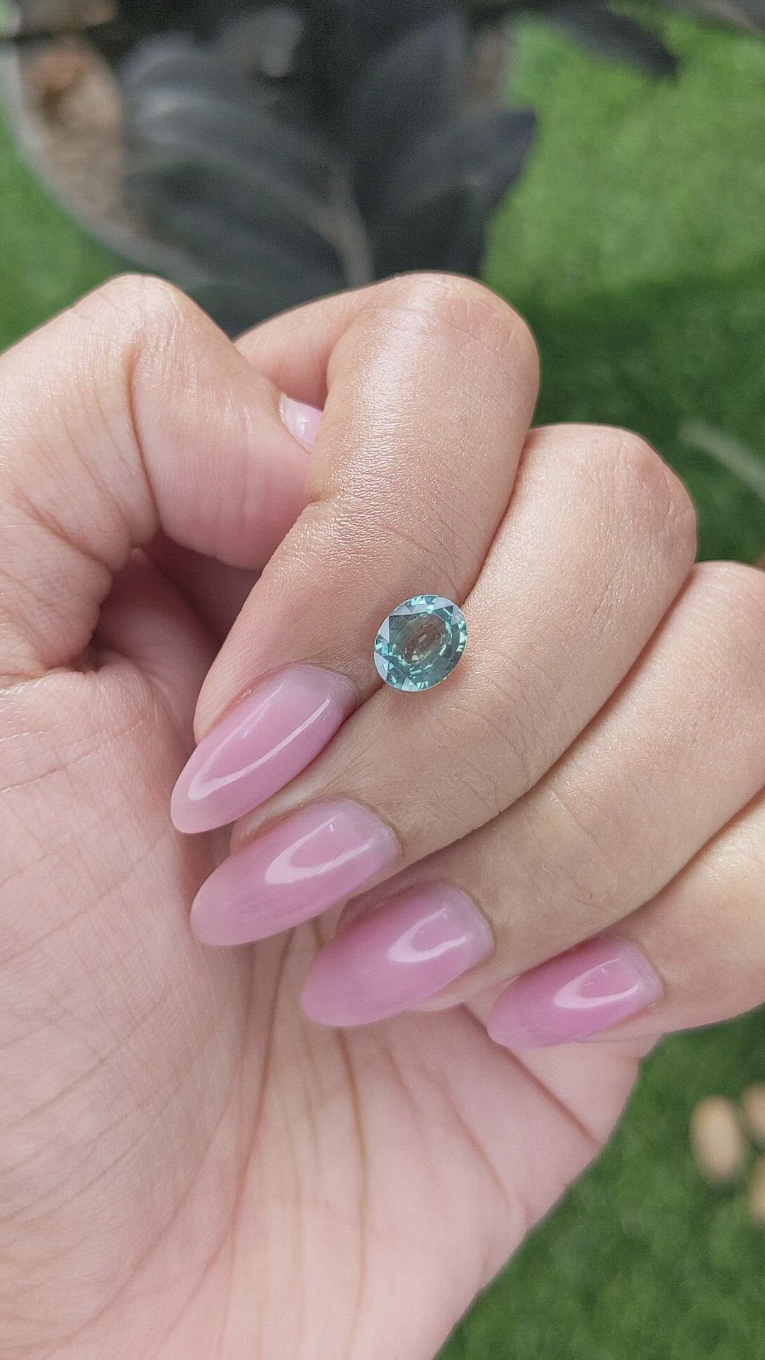 1.57 Ct. Bluish Green Sapphire from Madagascar Size Video