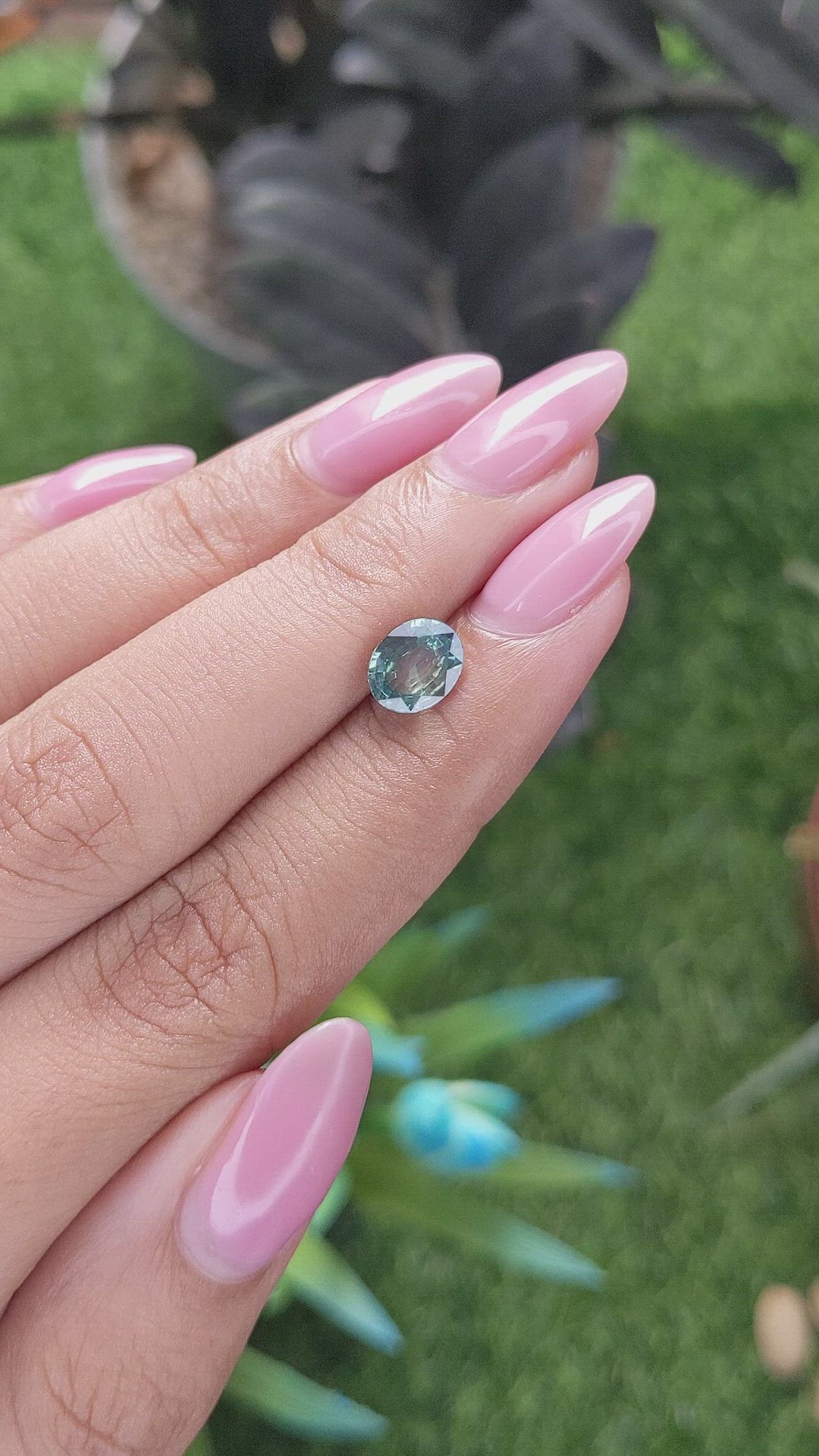 1.57 Ct. Bluish Green Sapphire from Madagascar Size Video