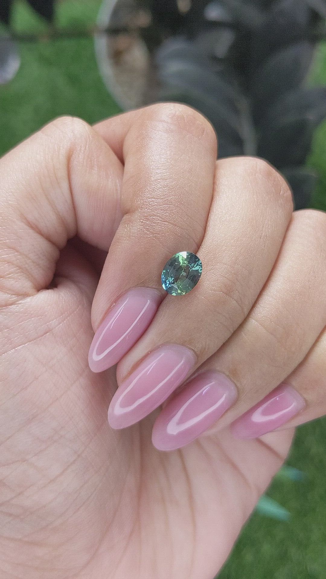 1.52 Ct. Bluish Green Sapphire from Madagascar Size Video