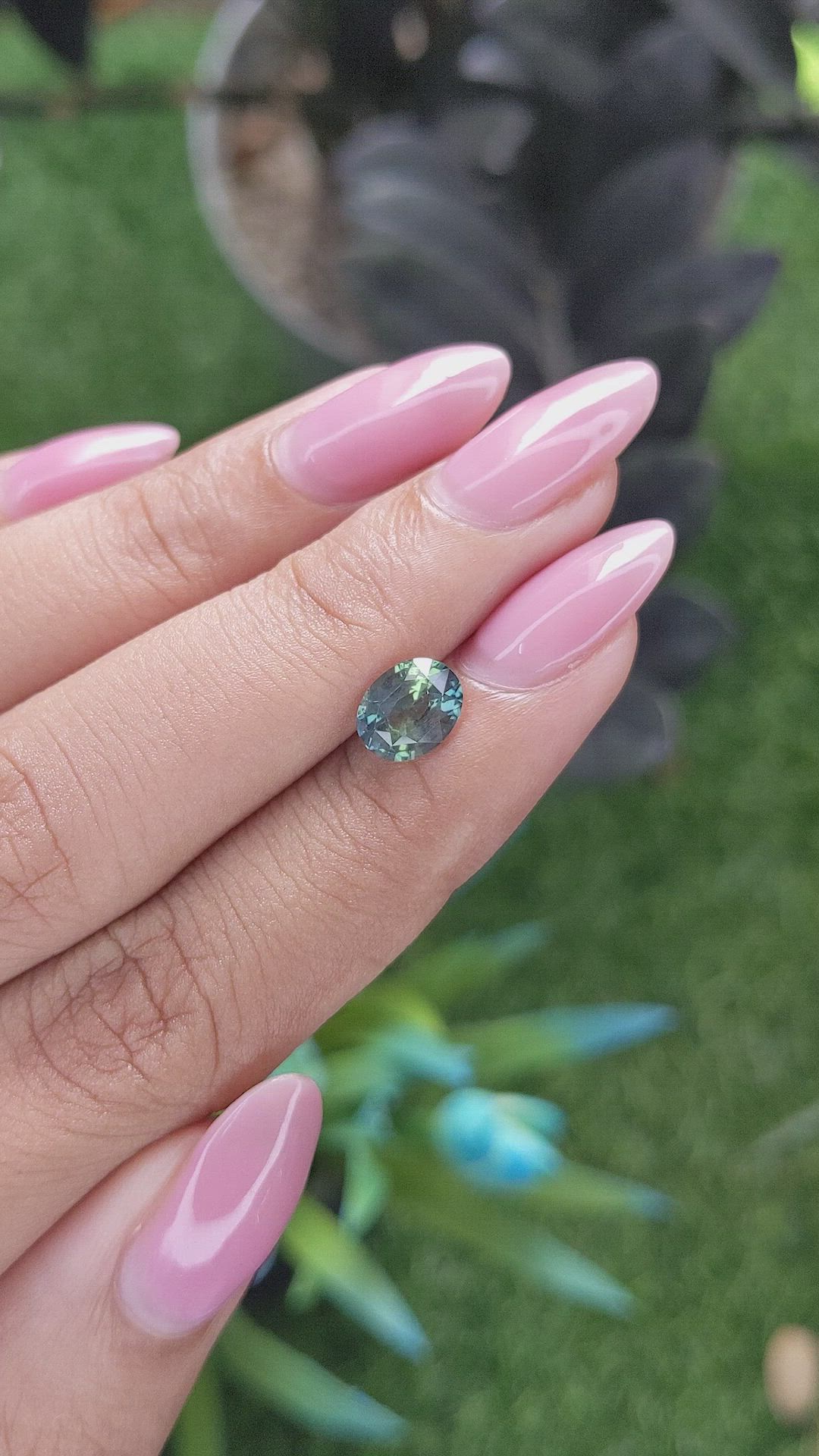 1.52 Ct. Bluish Green Sapphire from Madagascar Size Video