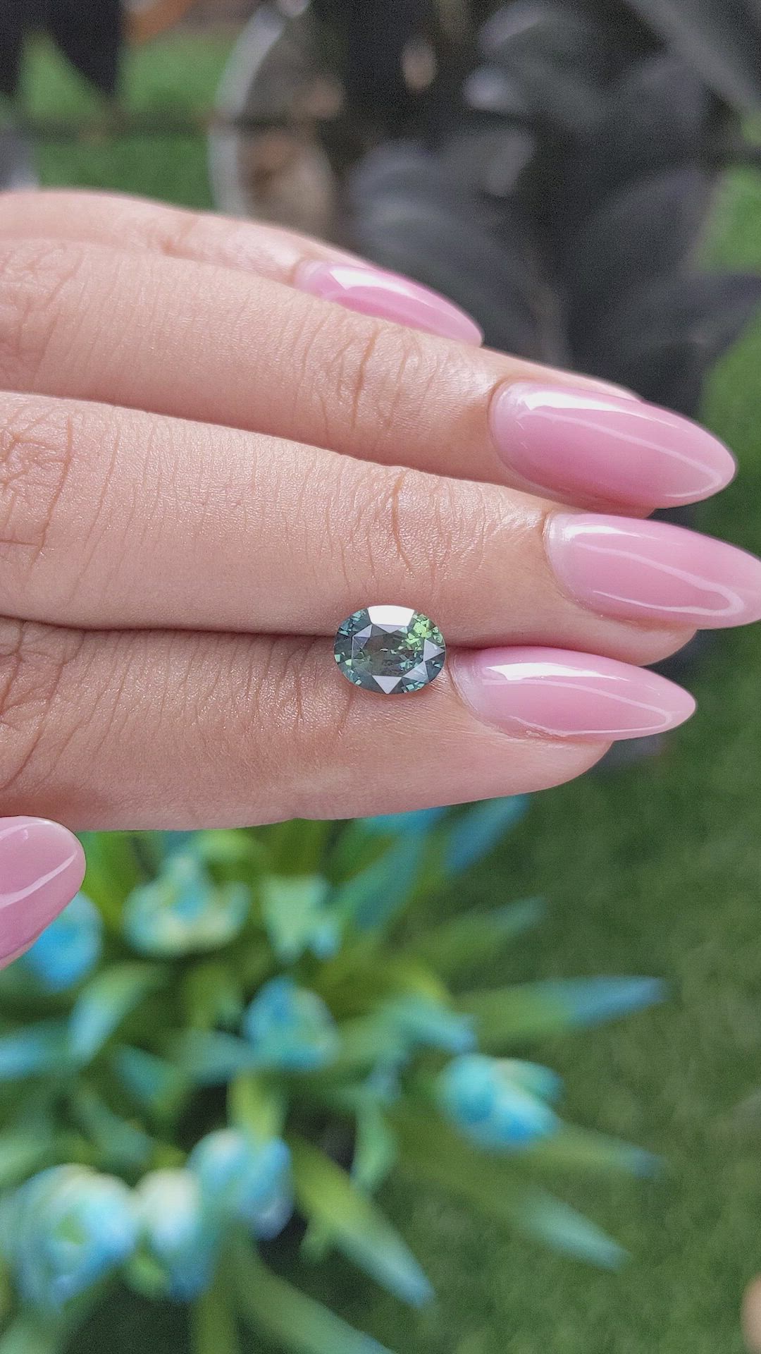 1.52 Ct. Bluish Green Sapphire from Madagascar Size Video