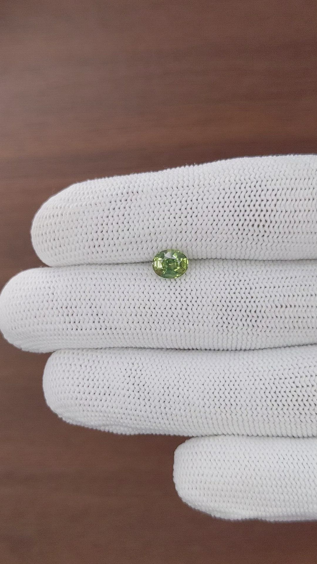 1.10 Ct. Yellowish Green Sapphire from Australia Size Video