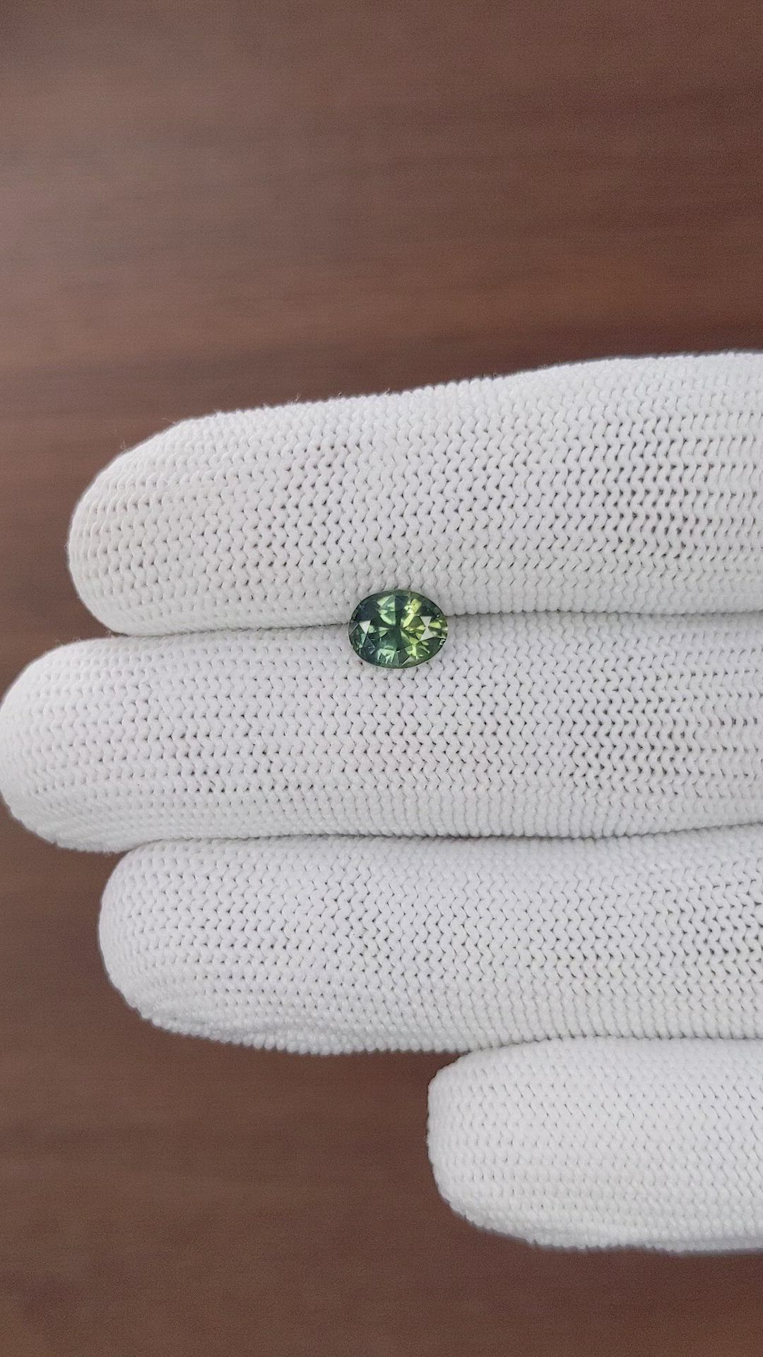 1.26 Ct. Bluish Green Sapphire from Madagascar Size Video