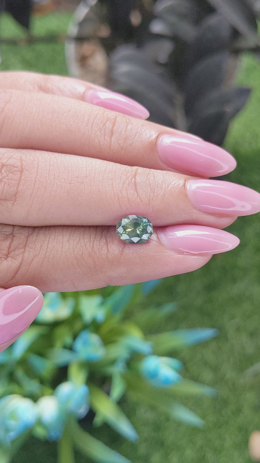 1.26 Ct. Bluish Green Sapphire from Madagascar Size Video