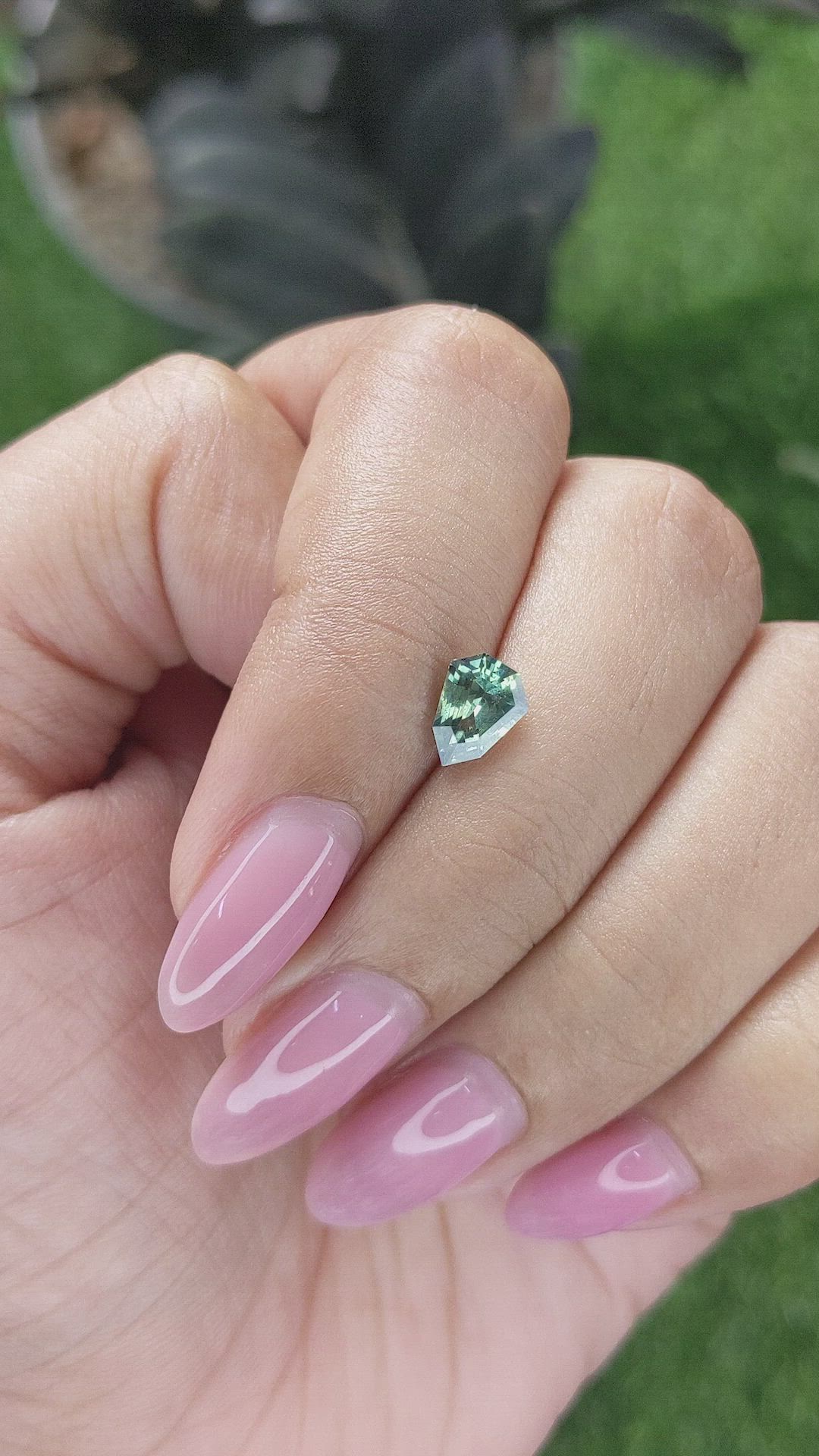 1.11 Ct. Bluish Green Sapphire from Madagascar Size Video