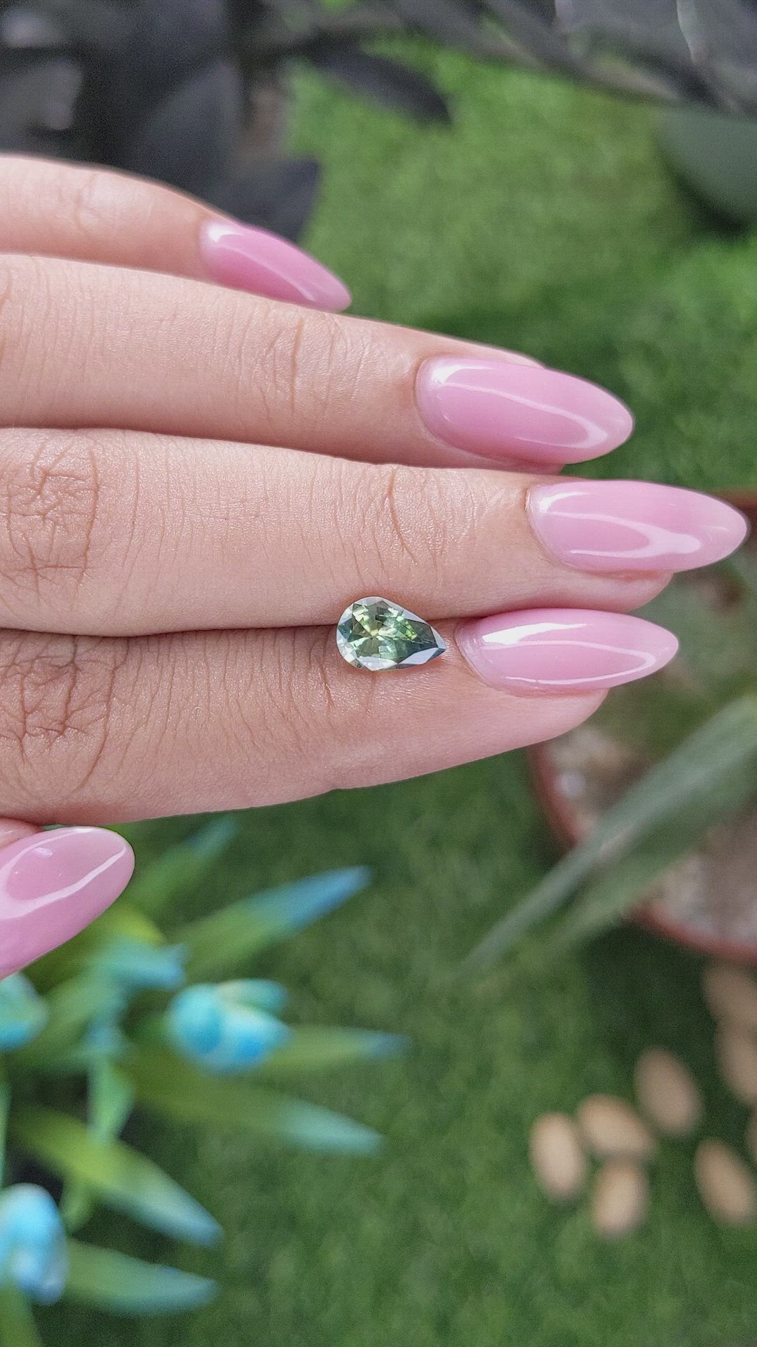 1.16 Ct. Bluish Green Sapphire from Madagascar Size Video
