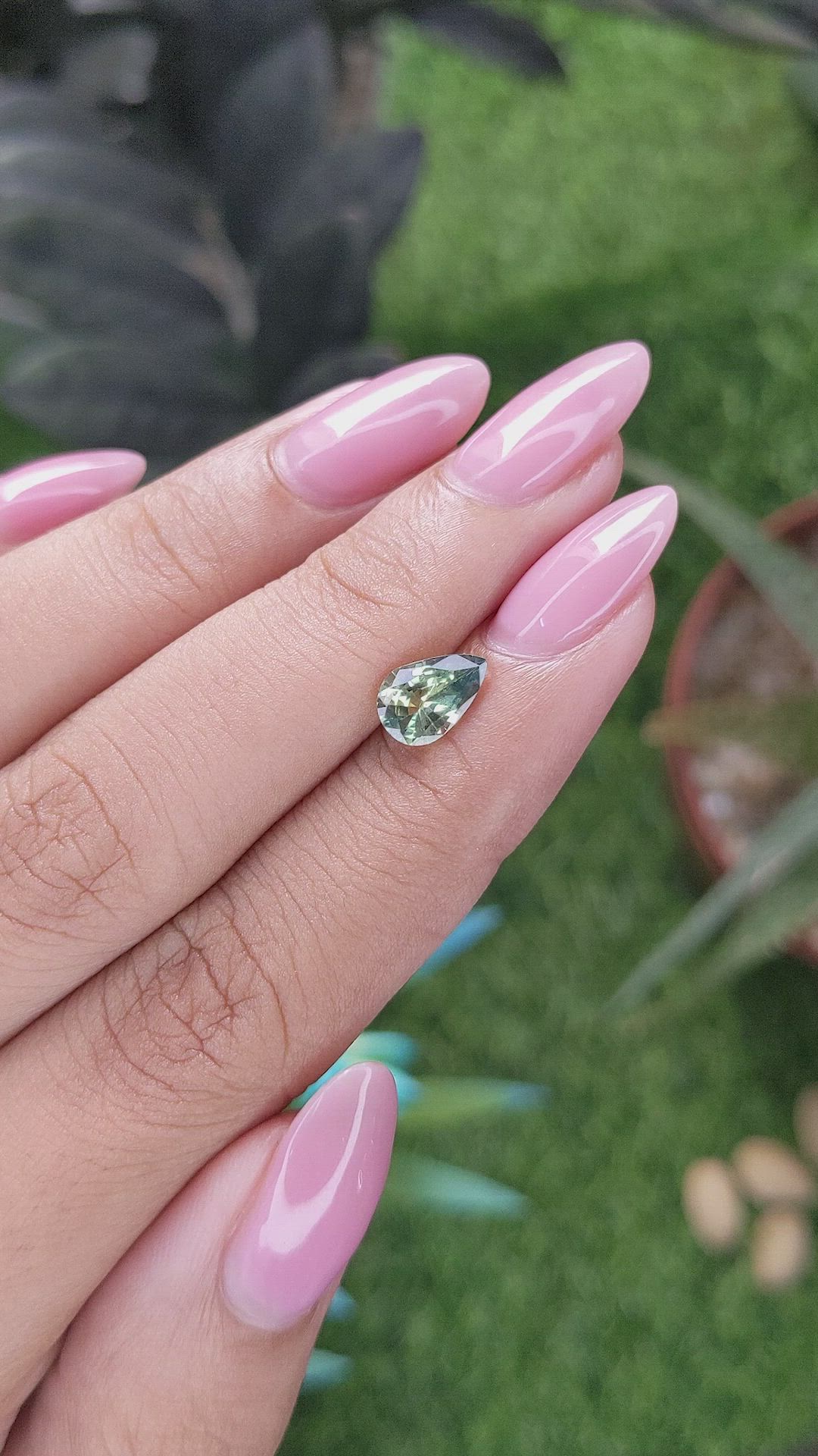 1.16 Ct. Bluish Green Sapphire from Madagascar Size Video