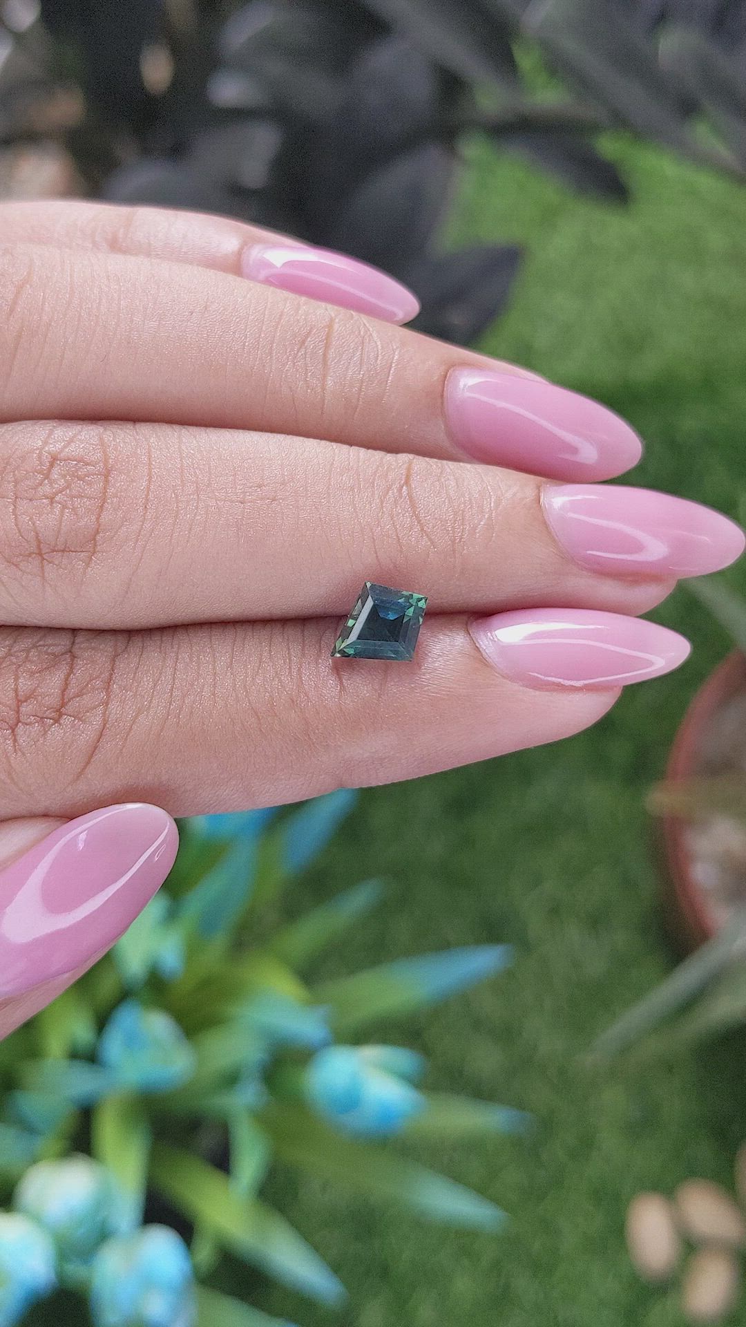 1.52 Ct. Bluish Green Sapphire from Madagascar Size Video