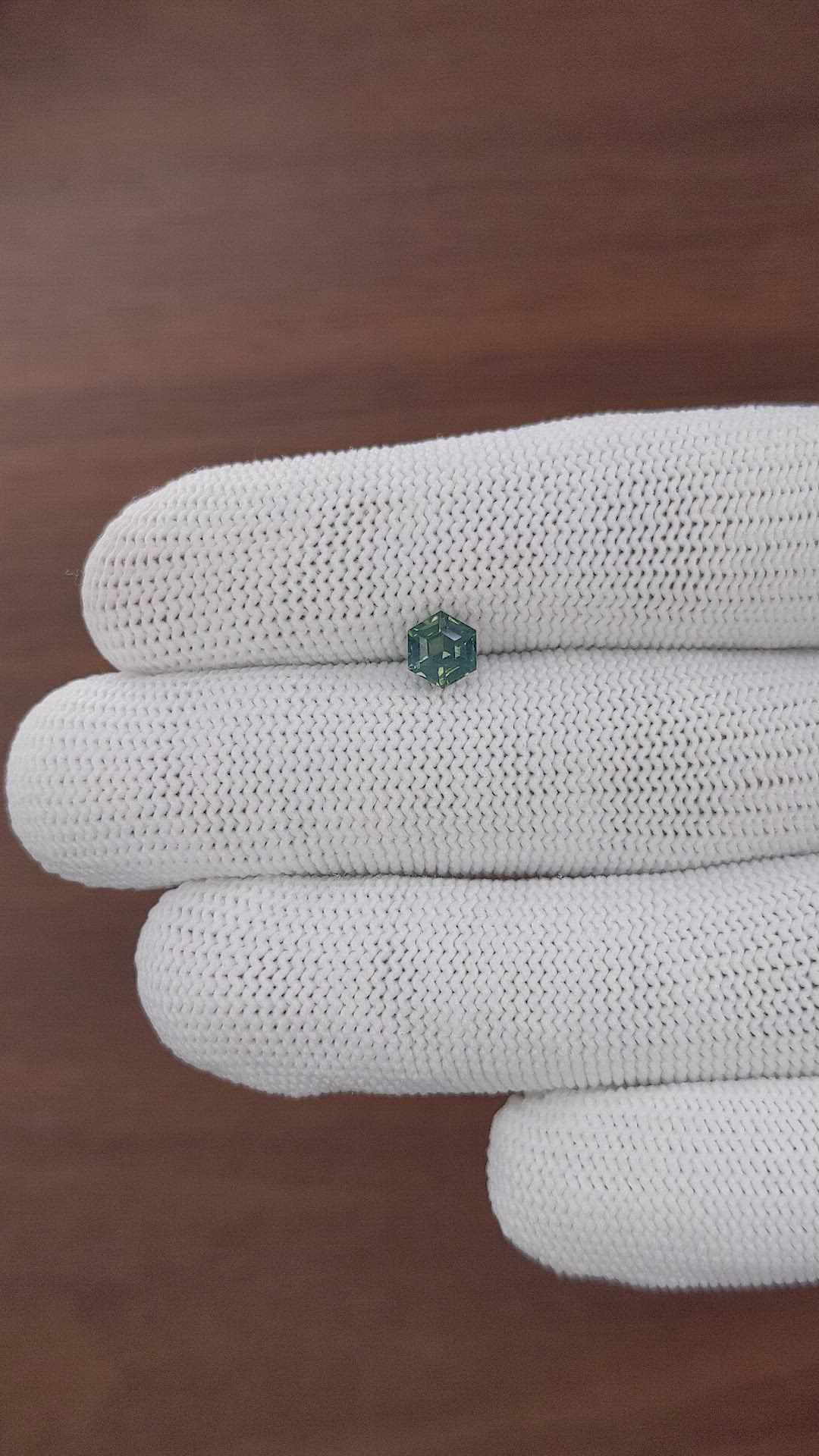 1.02 Ct. Bluish Green Sapphire from Madagascar Size Video