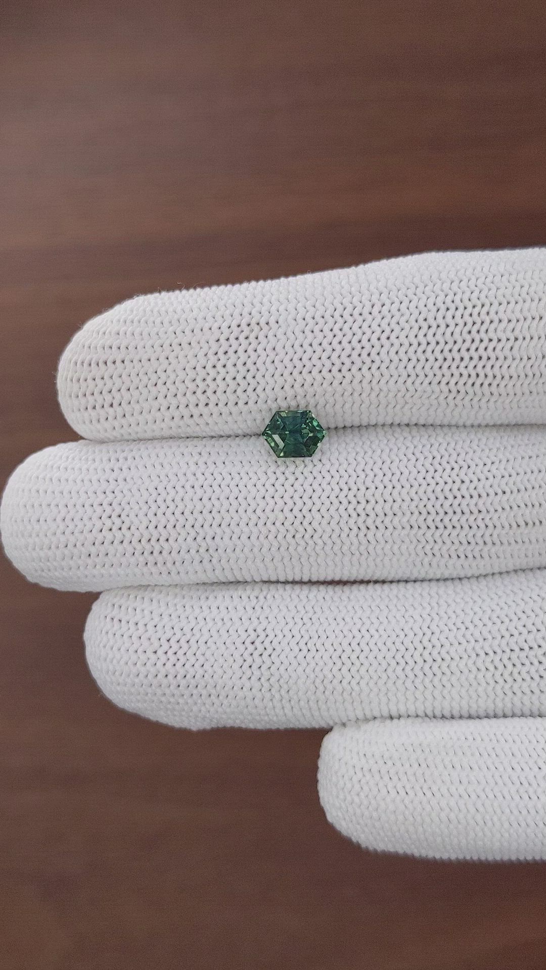 1.33 Ct. Bluish Green Sapphire from Madagascar Size Video