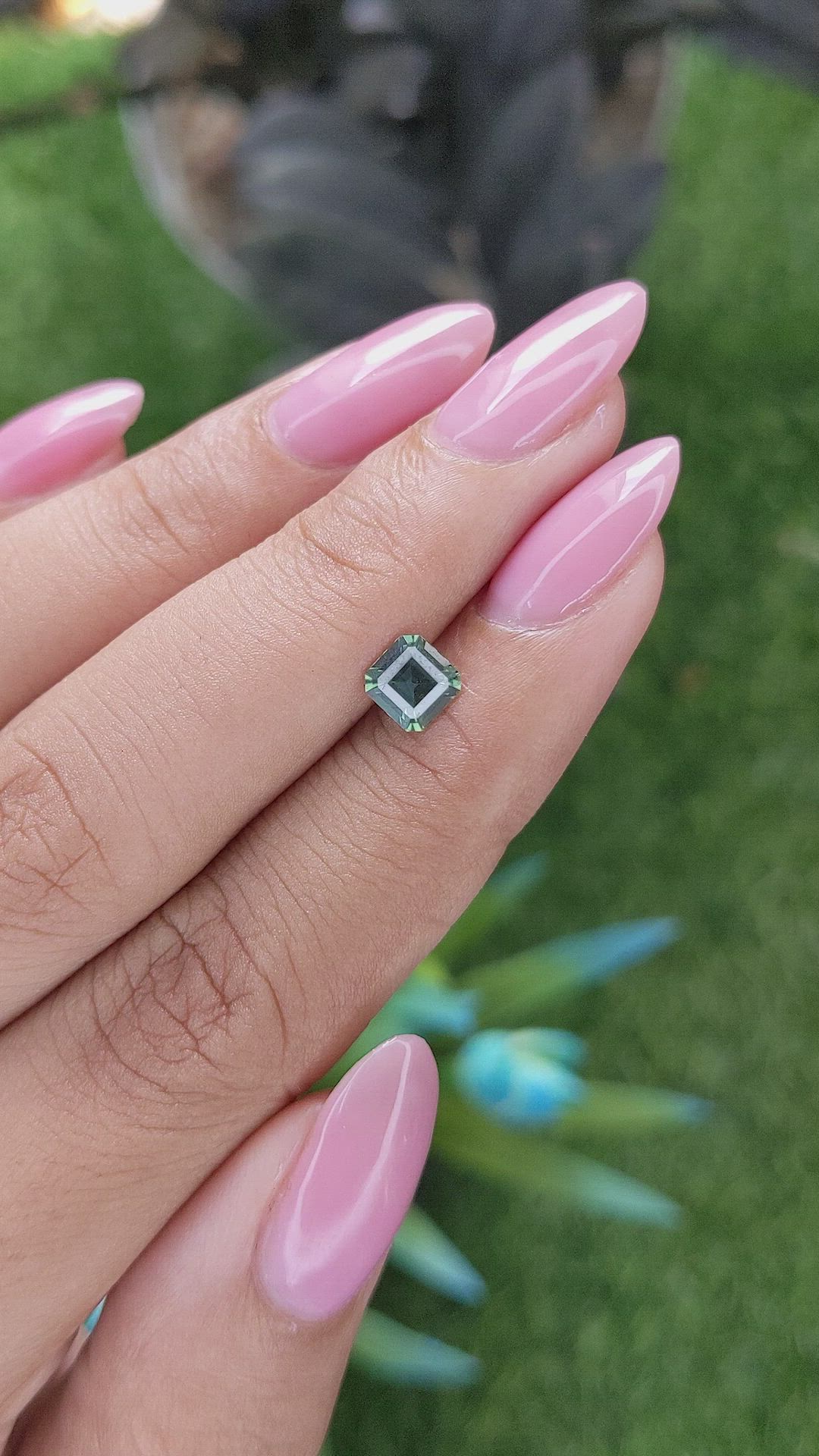 0.84 Ct. Bluish Green Sapphire from Madagascar Size Video