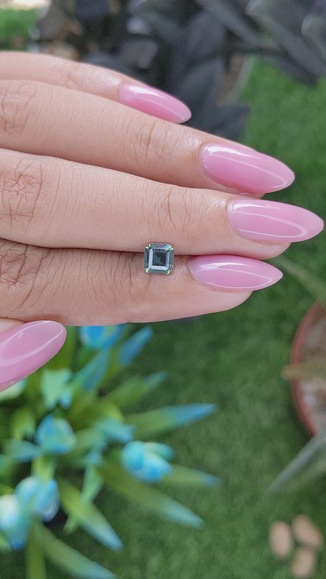 0.84 Ct. Bluish Green Sapphire from Madagascar Size Video