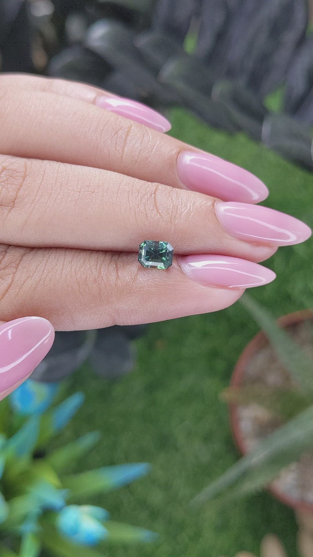 1.09 Ct. Bluish Green Sapphire from Madagascar Size Video