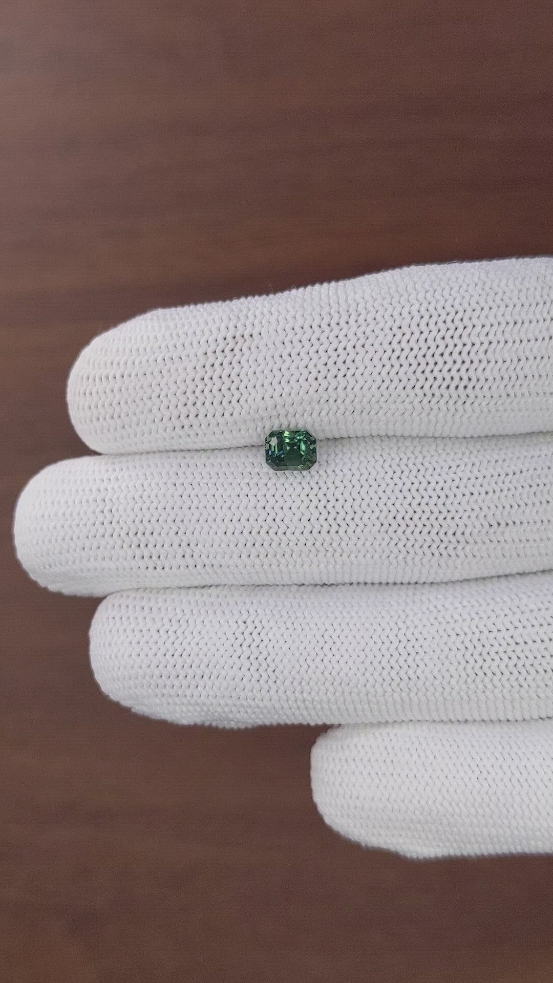 1.09 Ct. Bluish Green Sapphire from Madagascar Size Video