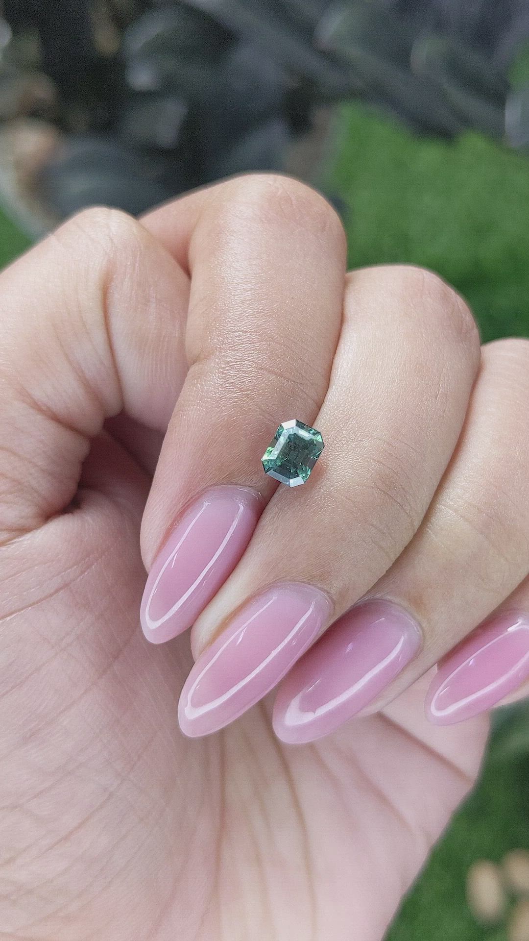 1.09 Ct. Bluish Green Sapphire from Madagascar Size Video