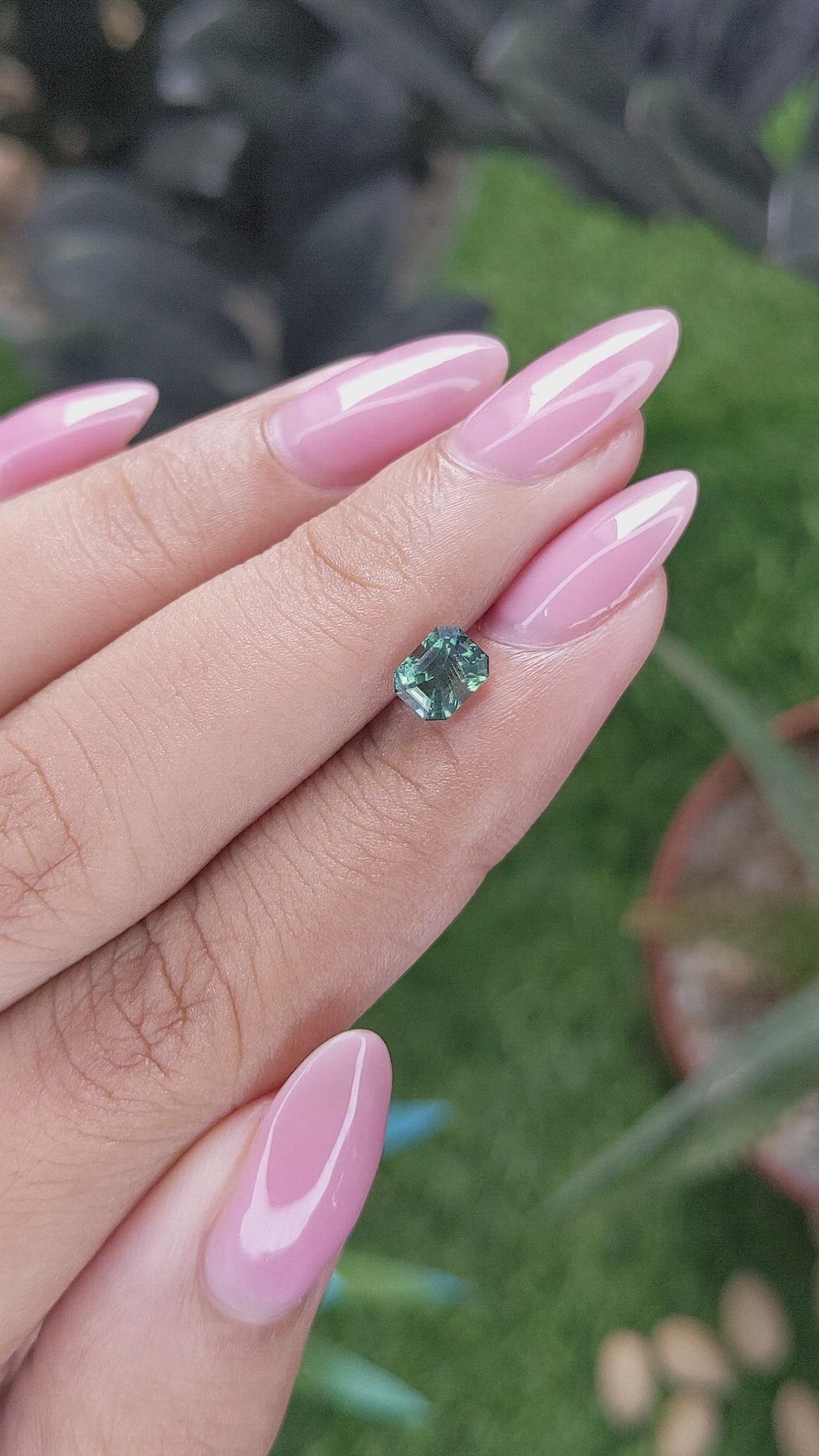 1.09 Ct. Bluish Green Sapphire from Madagascar Size Video