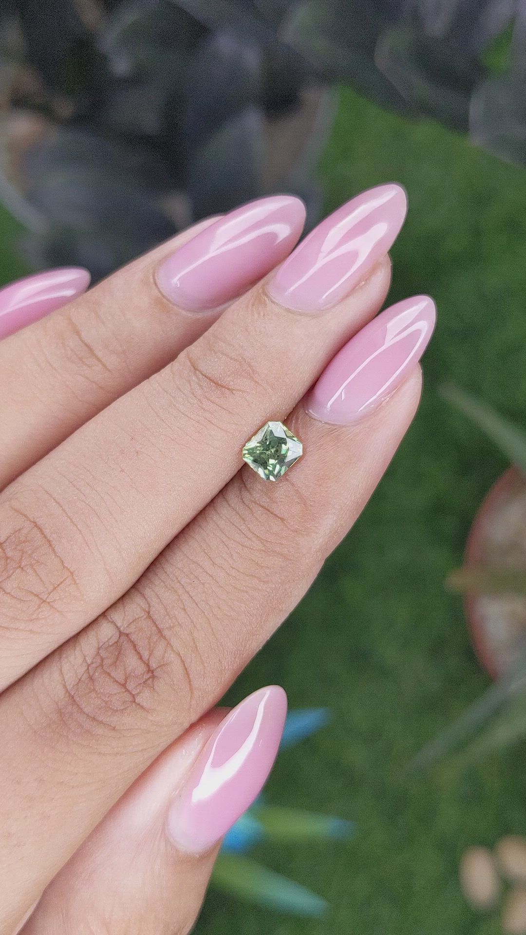0.74 Ct. Yellowish Green Sapphire from Australia Size Video