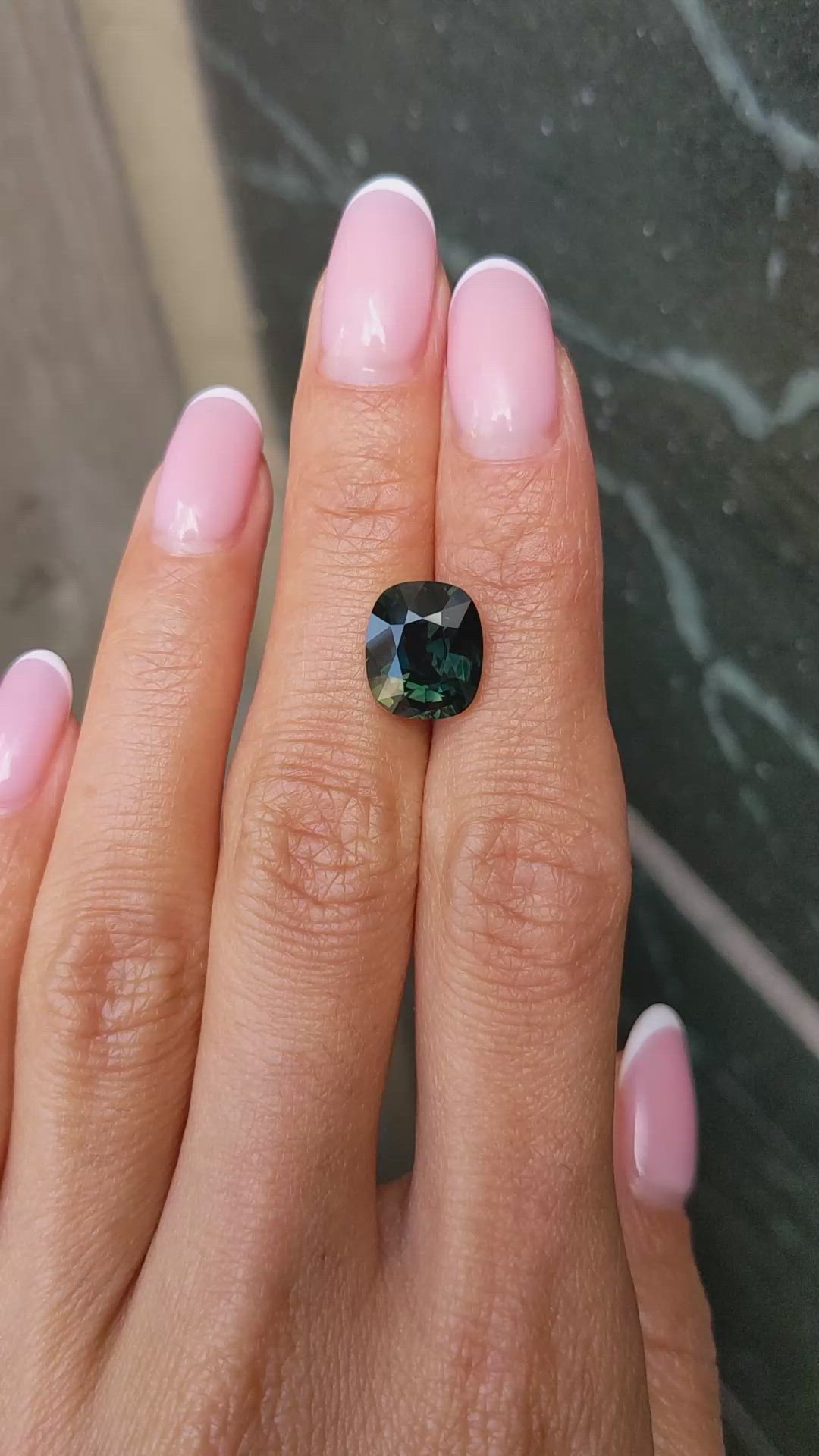 5.86 Ct. Bluish Green Sapphire from Madagascar Size Video