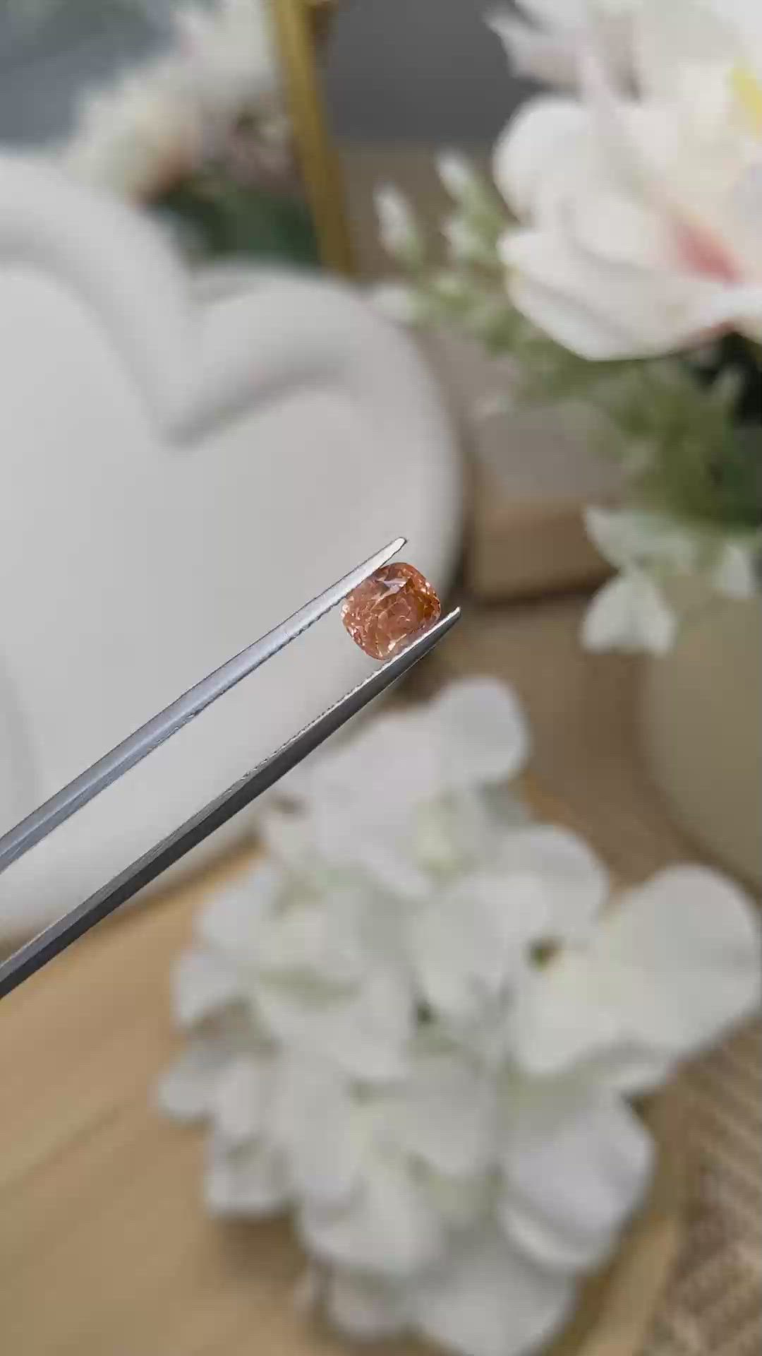 1.67 Ct. Padparadscha Sapphire from Ceylon (Sri Lanka) Size Video