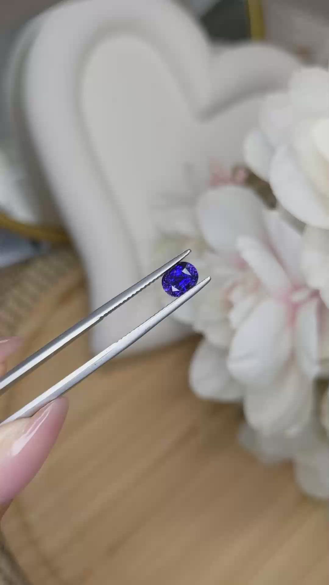 1.30 Ct. Violet Sapphire from Ceylon (Sri Lanka) Size Video