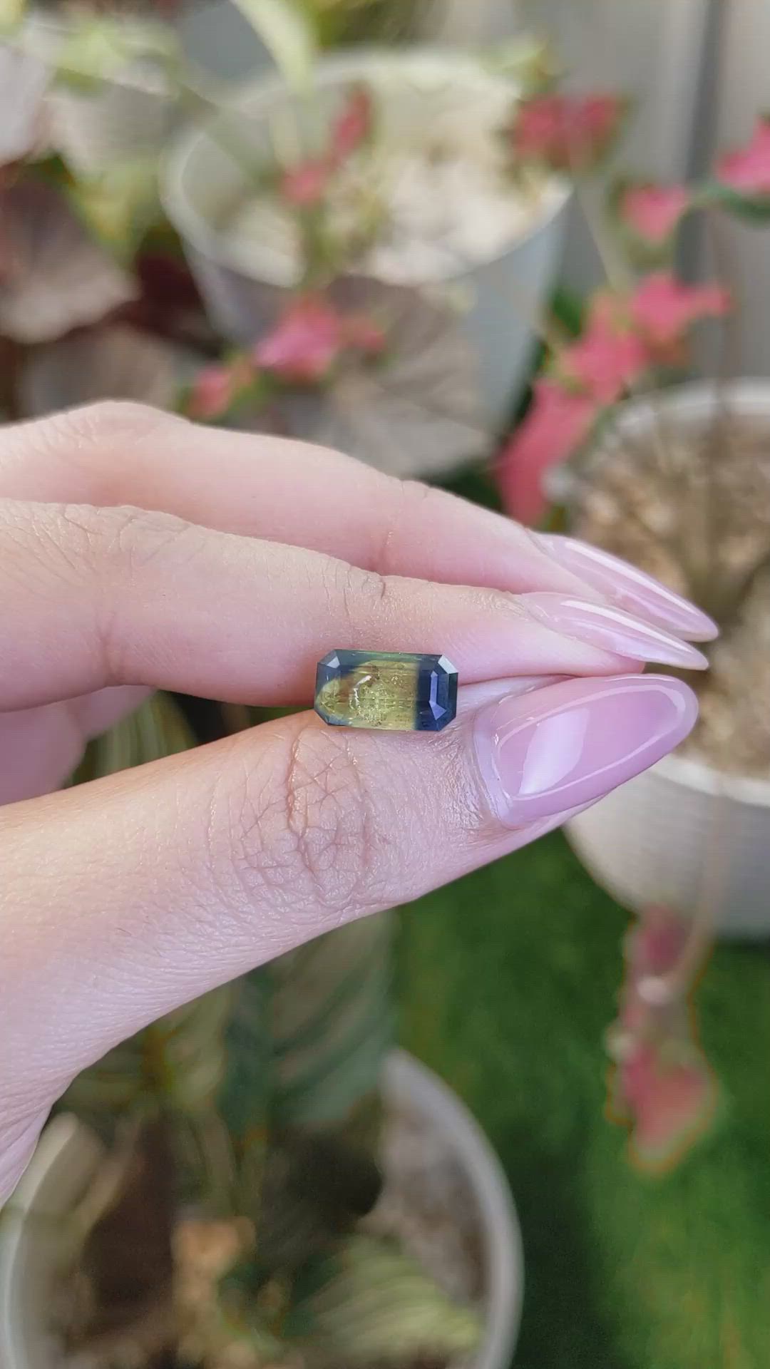 3.93 Ct. Bi Color / Parti Sapphire from Ceylon (Sri Lanka) Size Video