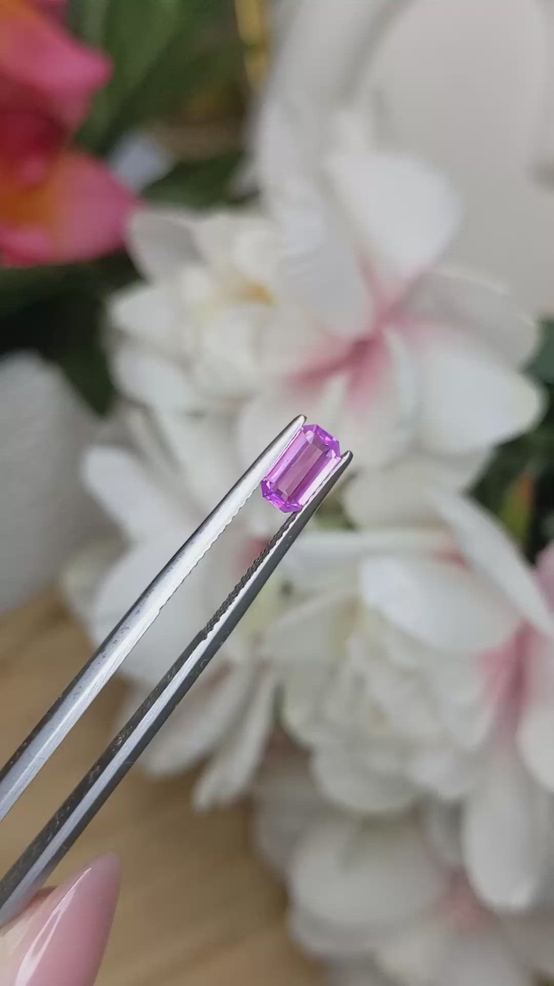 0.78 Ct. Purplish Pink Sapphire from Ceylon (Sri Lanka) Size Video