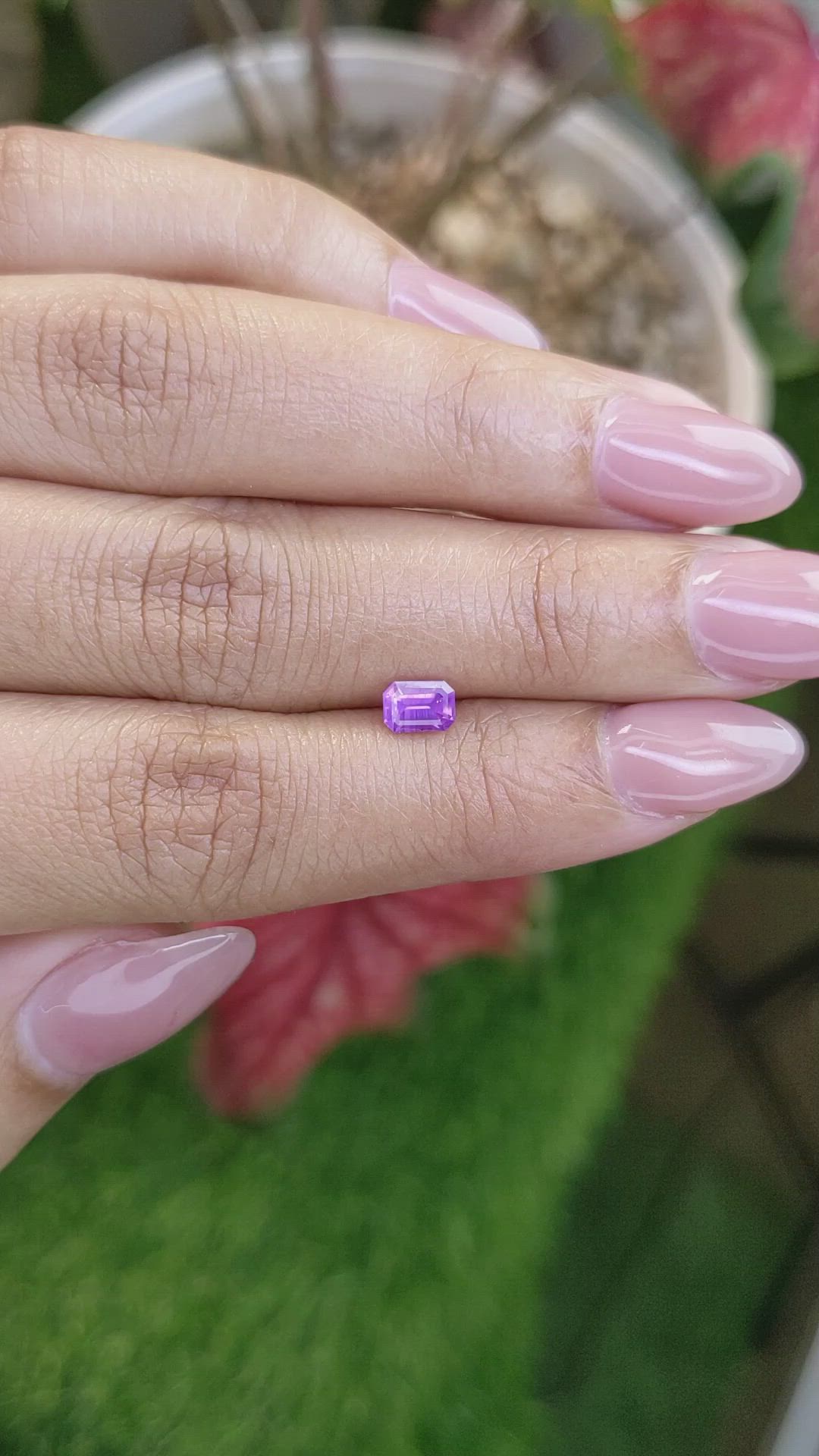 0.62 Ct. Pinkish Purple Sapphire from Ceylon (Sri Lanka) Size Video