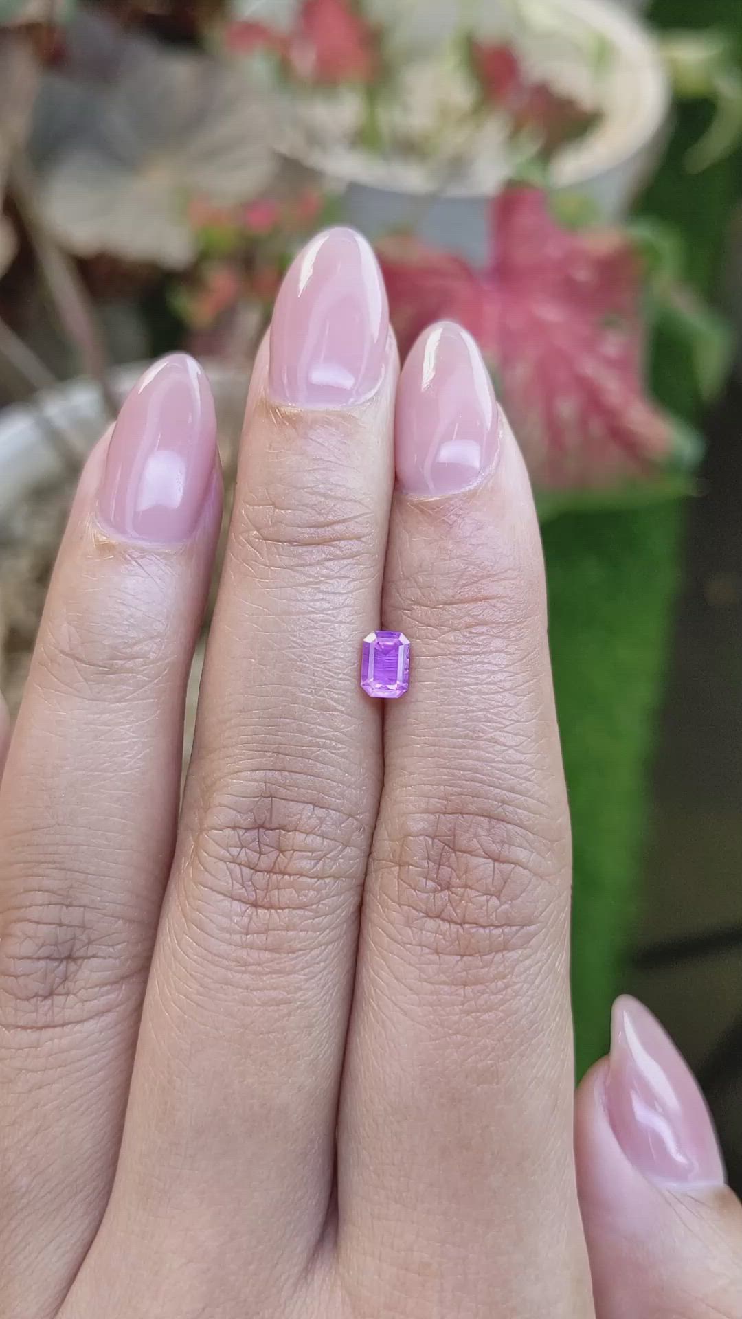 0.62 Ct. Pinkish Purple Sapphire from Ceylon (Sri Lanka) Size Video