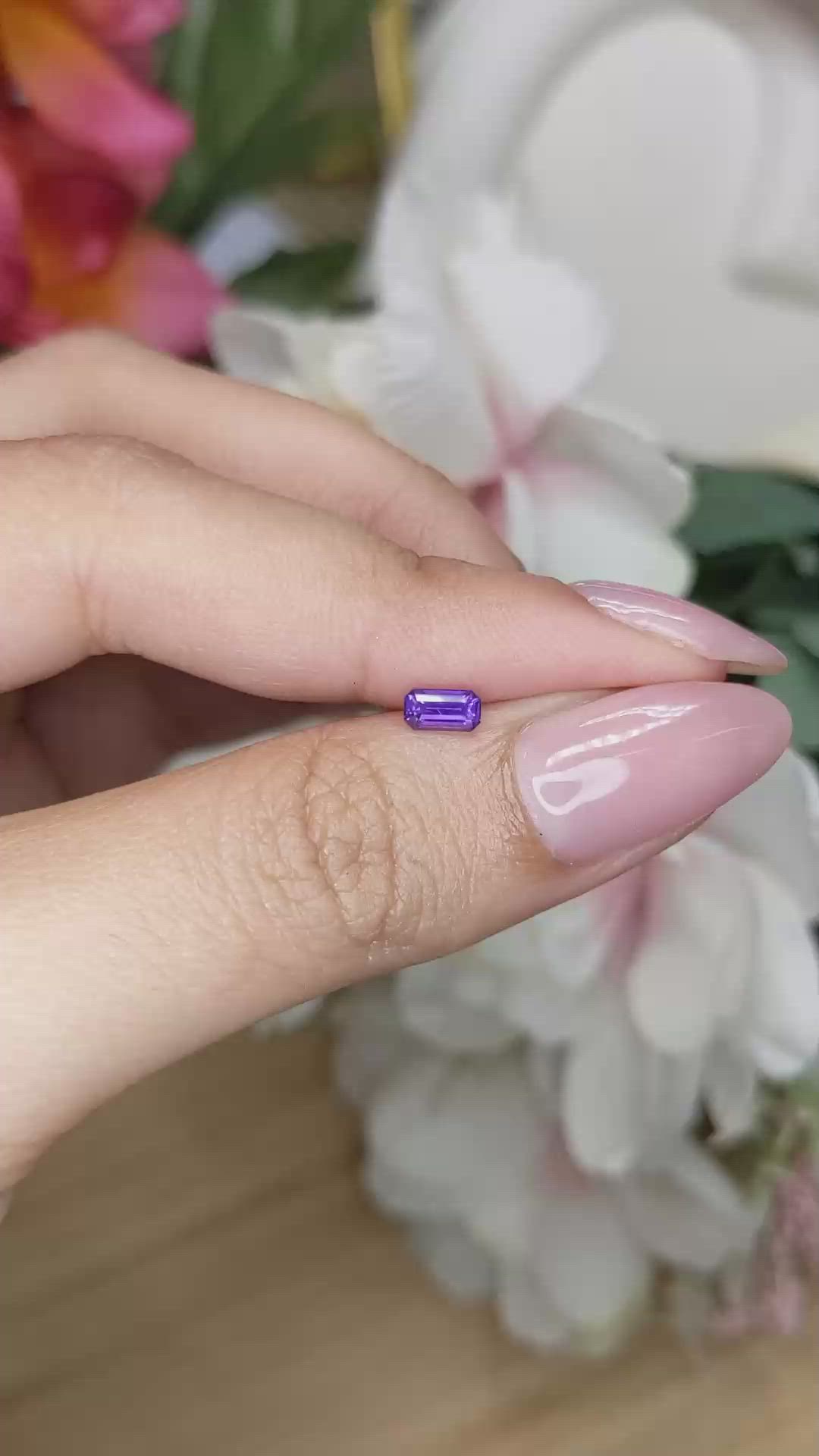 0.42 Ct. Pinkish Purple Sapphire from Ceylon (Sri Lanka) Size Video