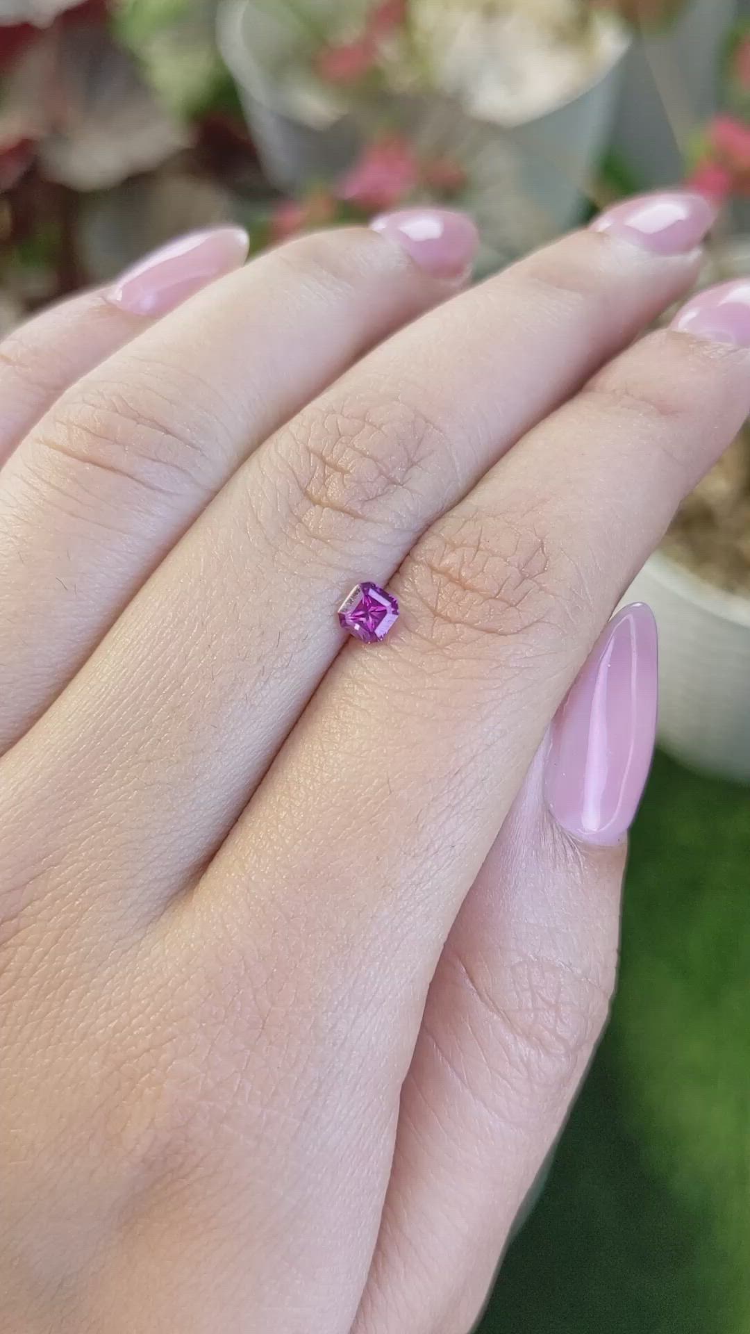 0.48 Ct. Purplish Pink Sapphire from Ceylon (Sri Lanka) Size Video