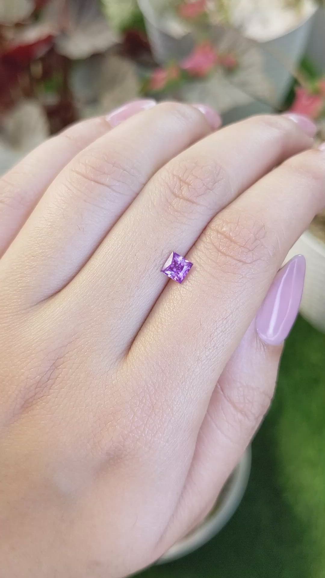 0.70 Ct. Pinkish Purple Sapphire from Ceylon (Sri Lanka) Size Video