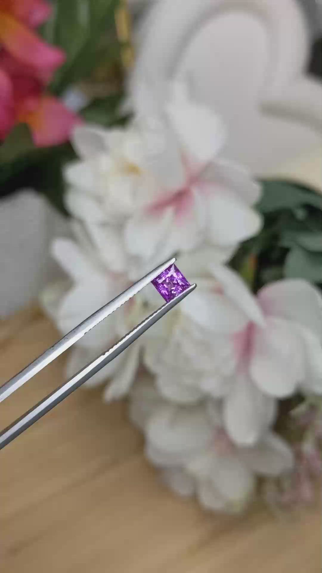 0.70 Ct. Pinkish Purple Sapphire from Ceylon (Sri Lanka) Size Video