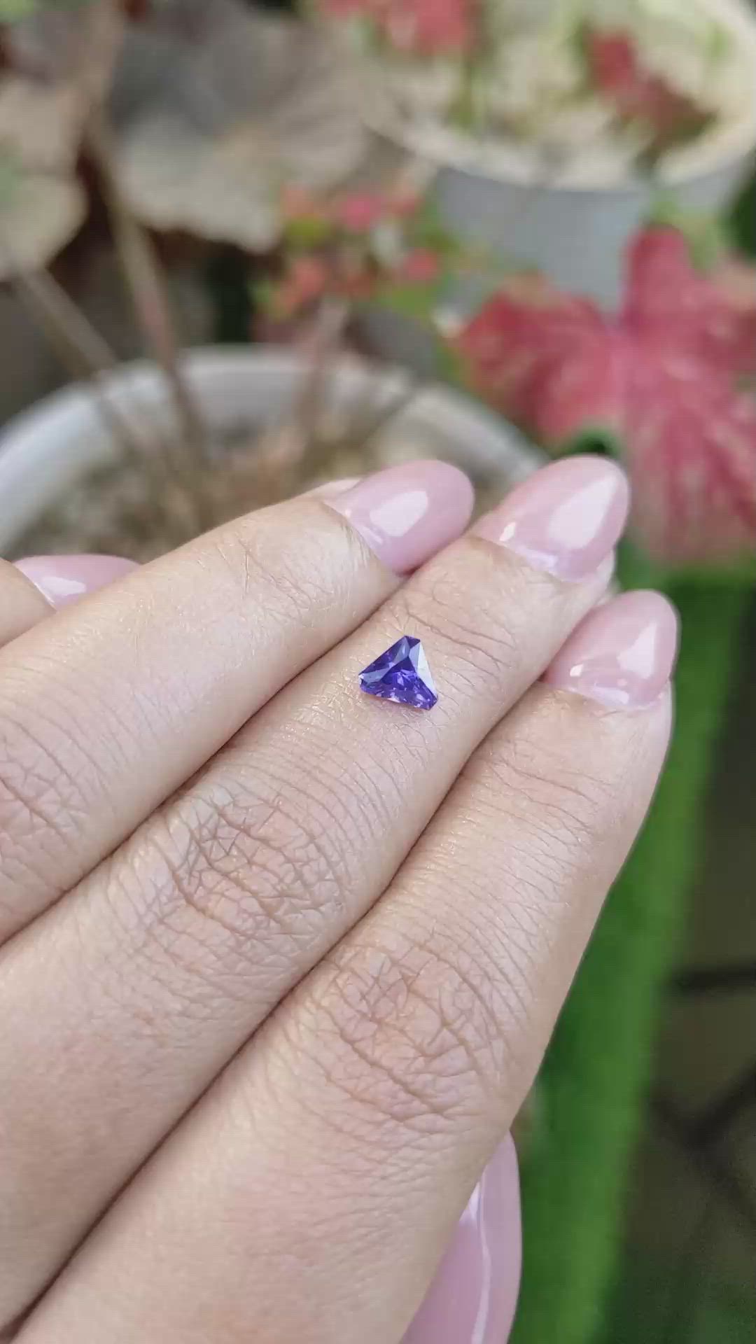 0.63 Ct. Purple Sapphire from Ceylon (Sri Lanka) Size Video
