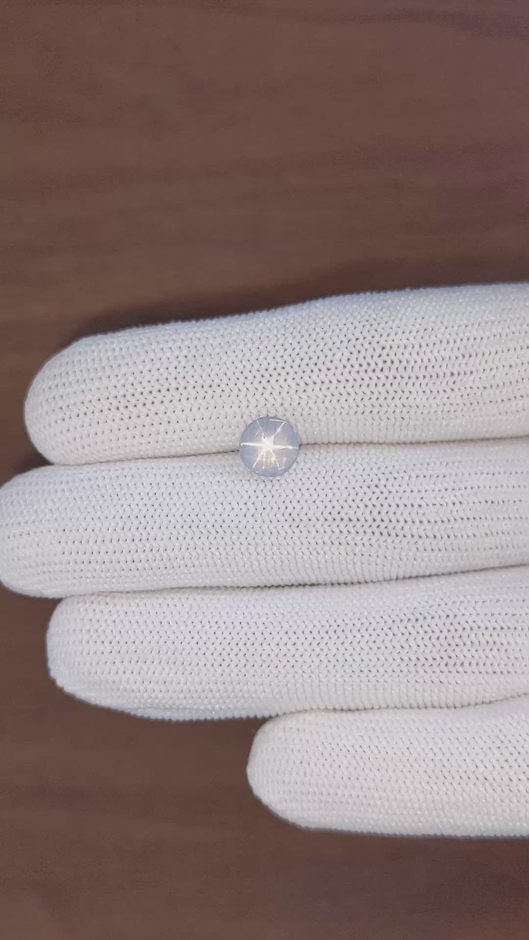 1.75 Ct. Bluish Grey Star Sapphire from Ceylon (Sri Lanka) Size Video