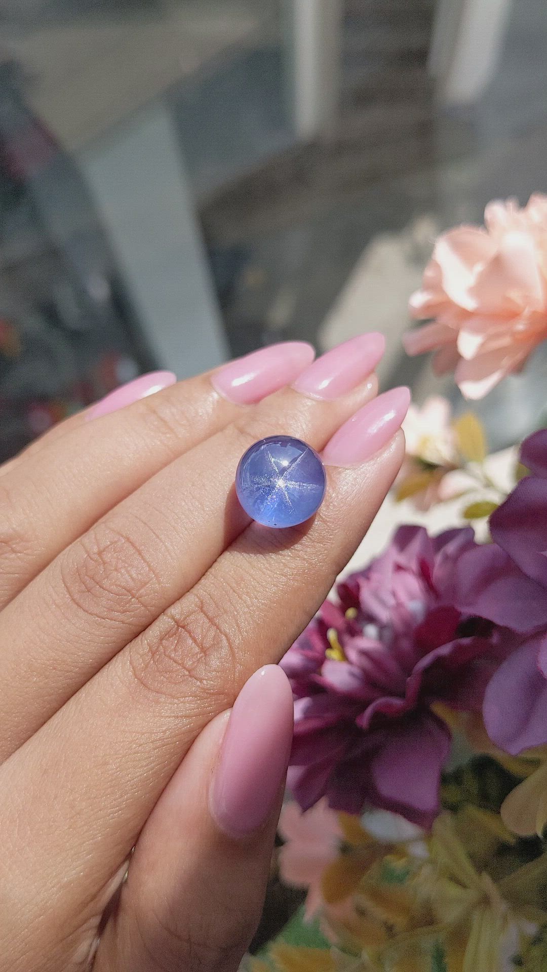 16.54 Ct. Purplish Blue Star Sapphire from Ceylon (Sri Lanka) Size Video