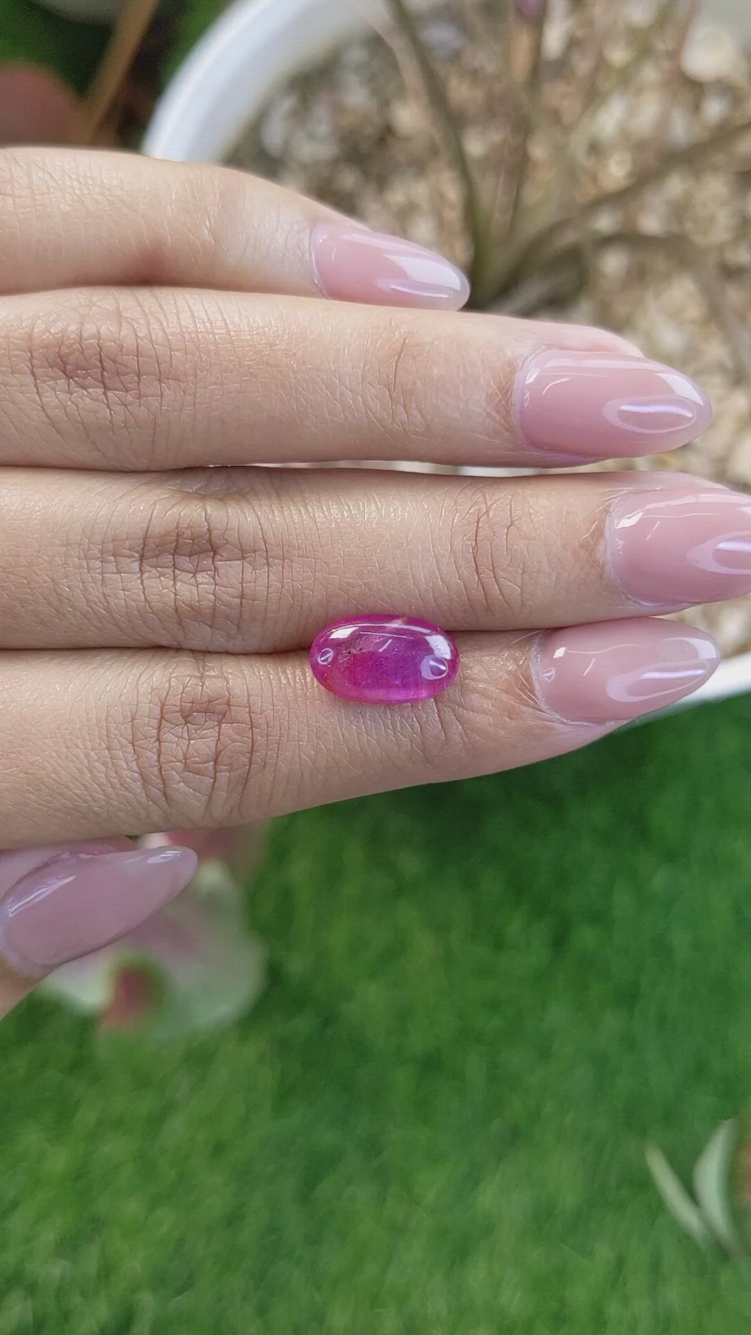5.26 Ct. Pinkish Purple Cabochon Sapphire from Tanzania Size Video