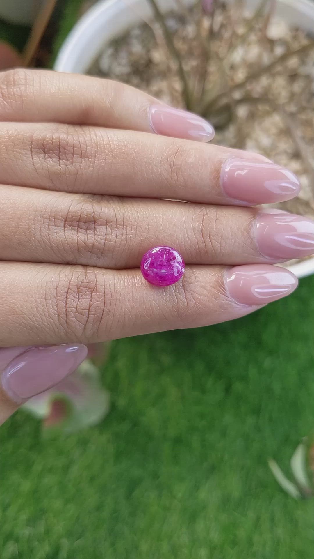 4.35 Ct. Pinkish Purple Cabochon Sapphire from Tanzania Size Video
