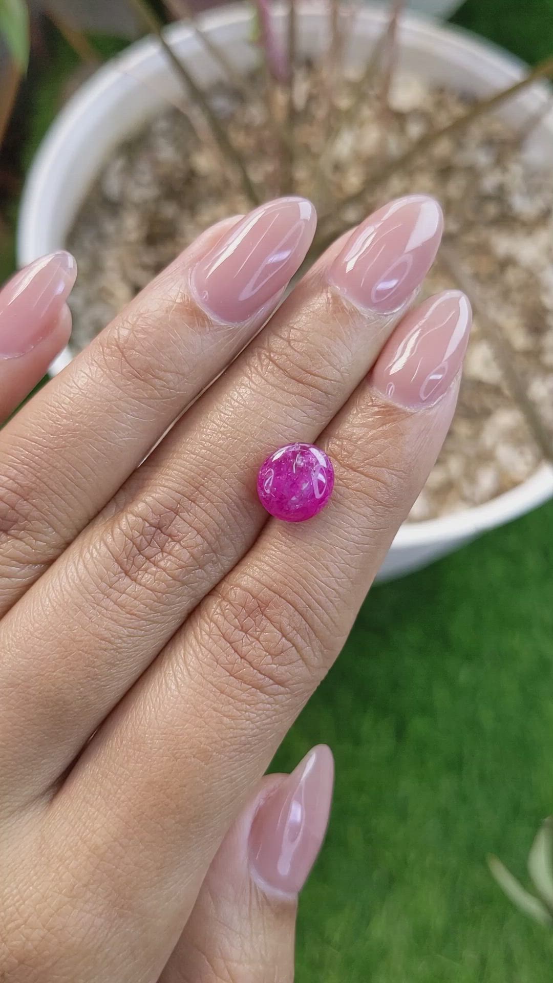 4.35 Ct. Pinkish Purple Cabochon Sapphire from Tanzania Size Video