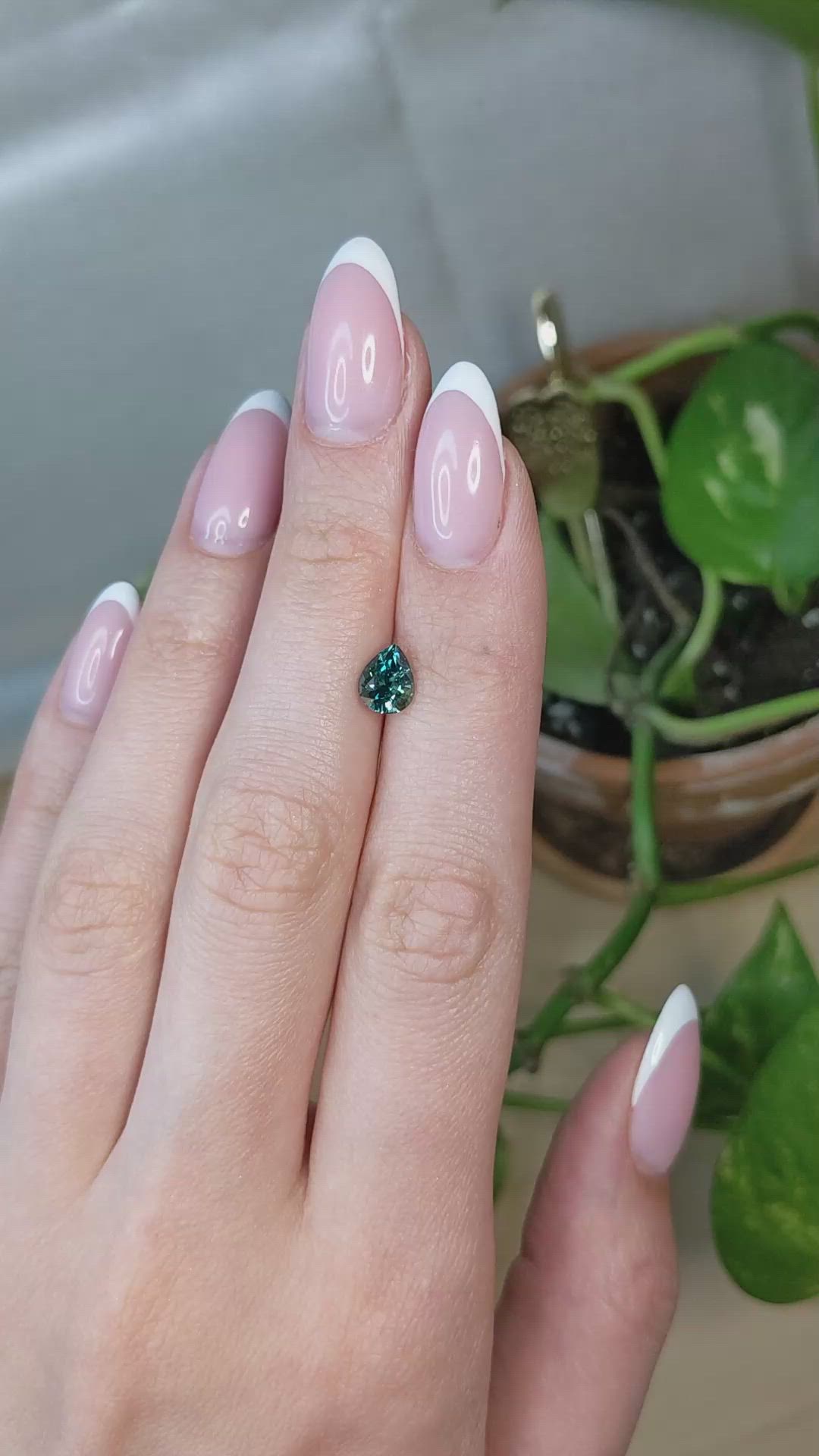 1.46 Ct. Bluish Green Sapphire from Montana Size Video