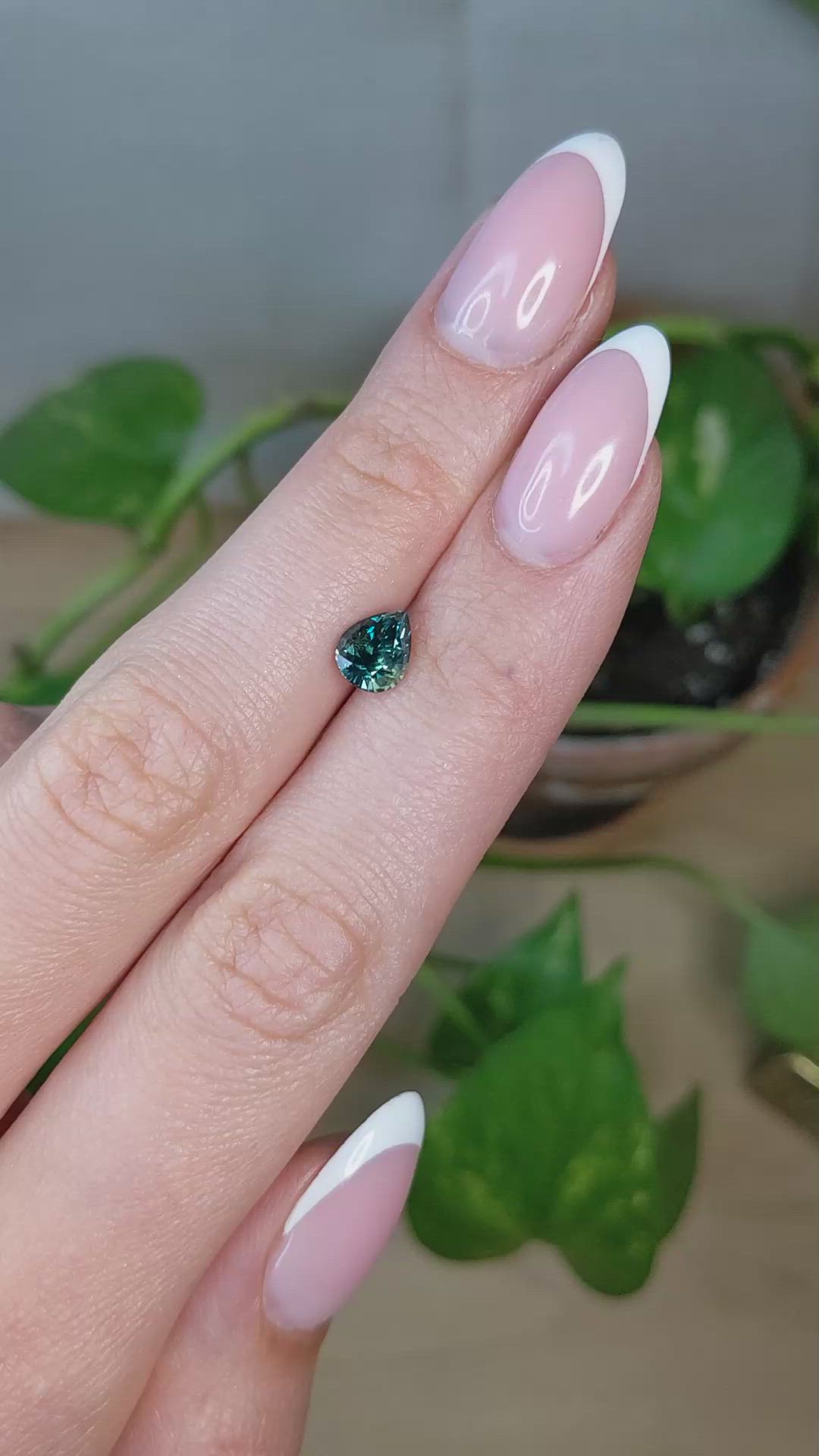 1.46 Ct. Bluish Green Sapphire from Montana Size Video