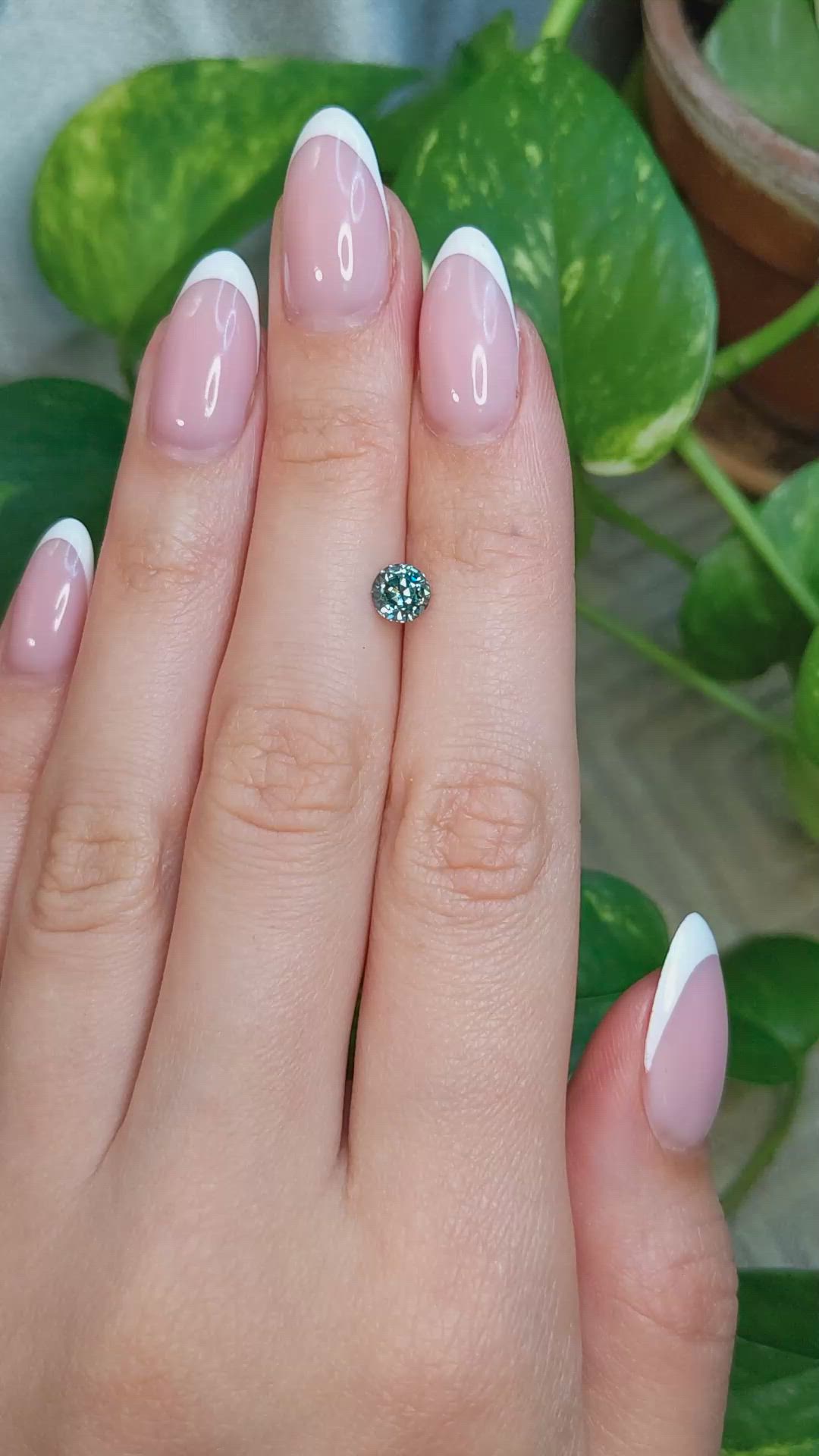 1.03 Ct. Bluish Green Sapphire from Montana Size Video