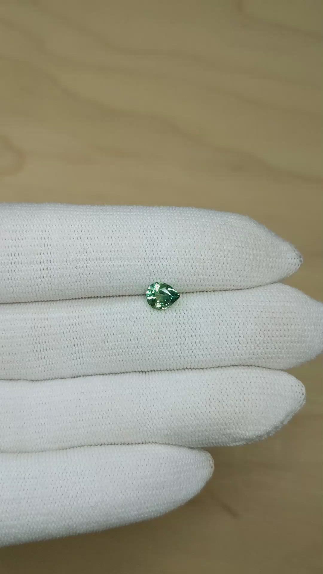 1.02 Ct. Bluish Green Sapphire from Montana Size Video